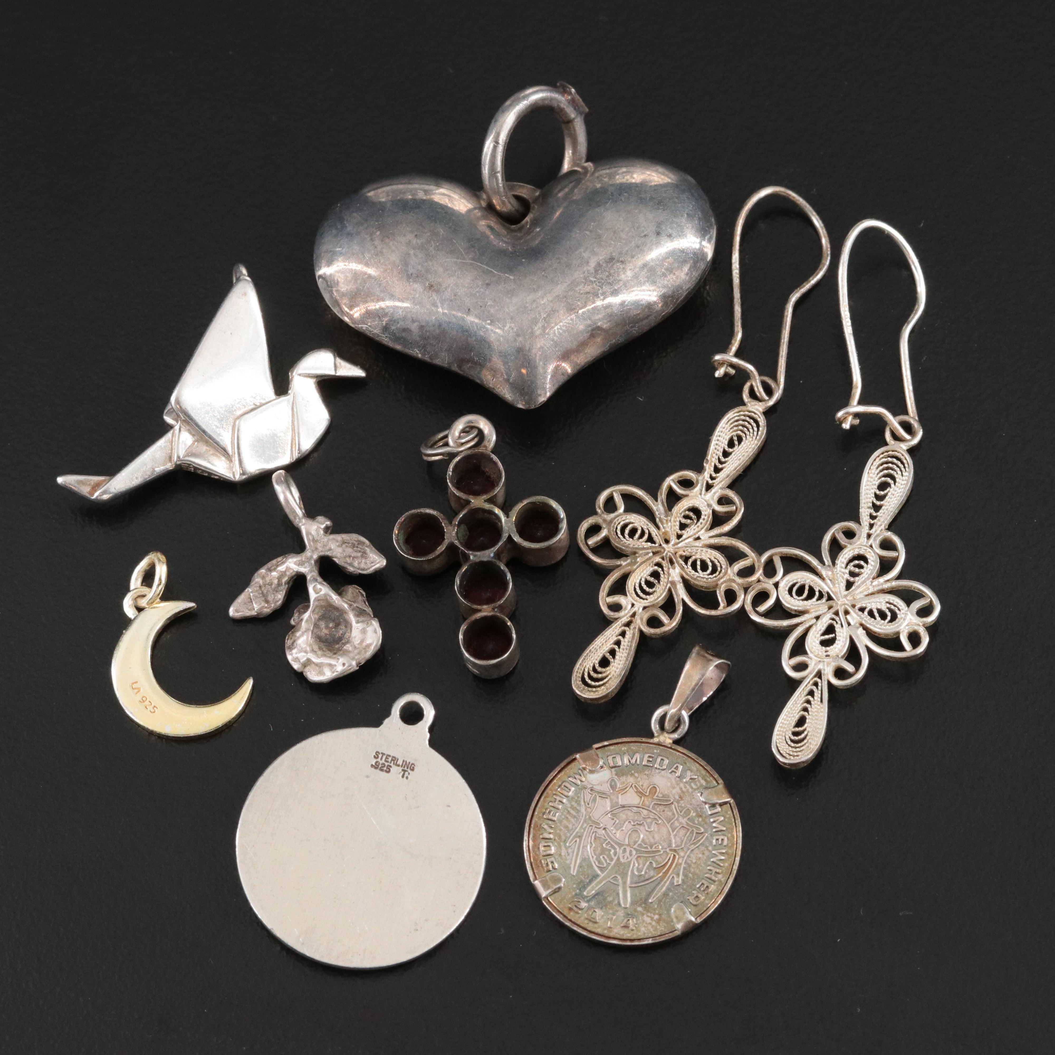 Collection of Sterling Pendants and Earrings