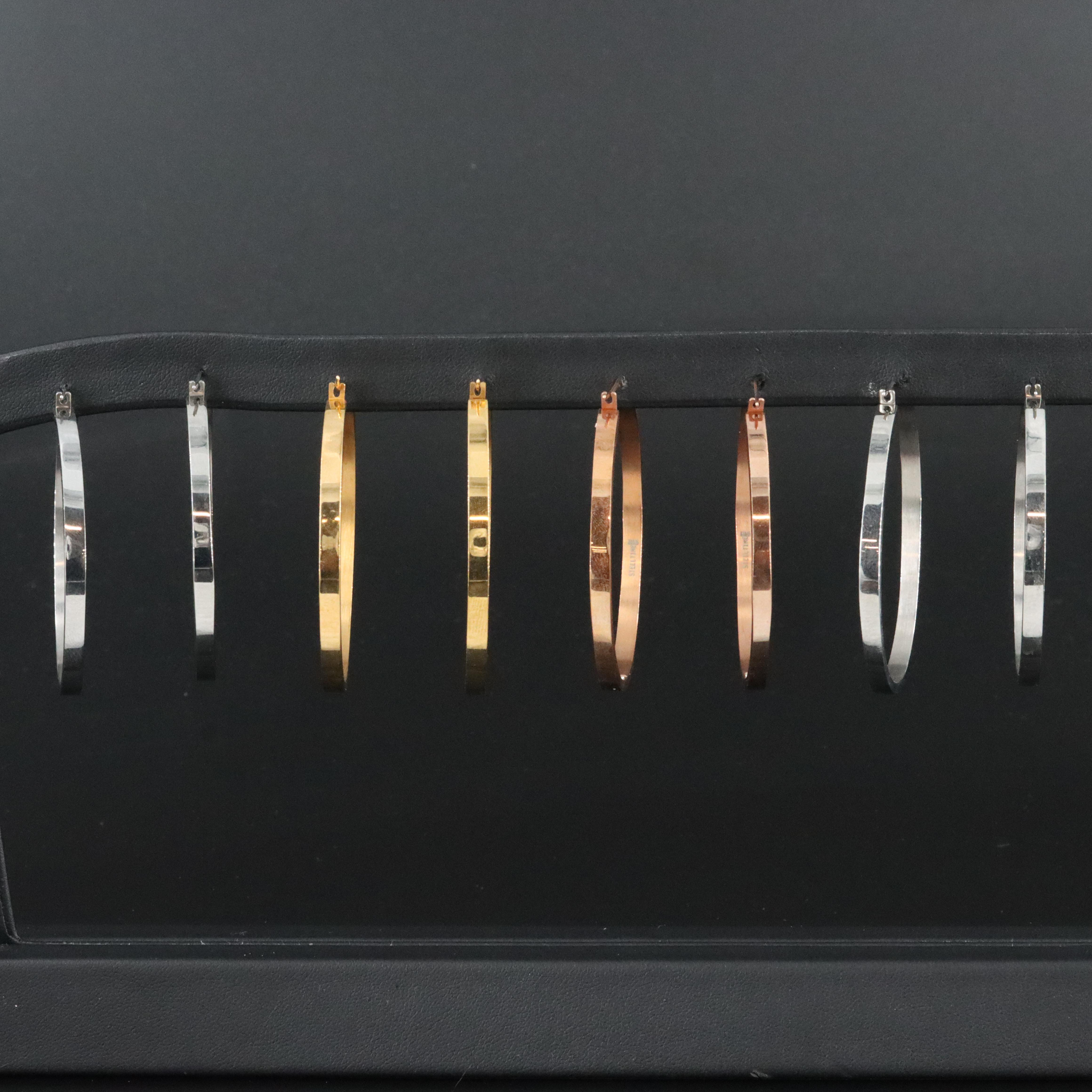 Tri-Color Inside Out Stainless Steel Rhinestone Hoop Earring Collection