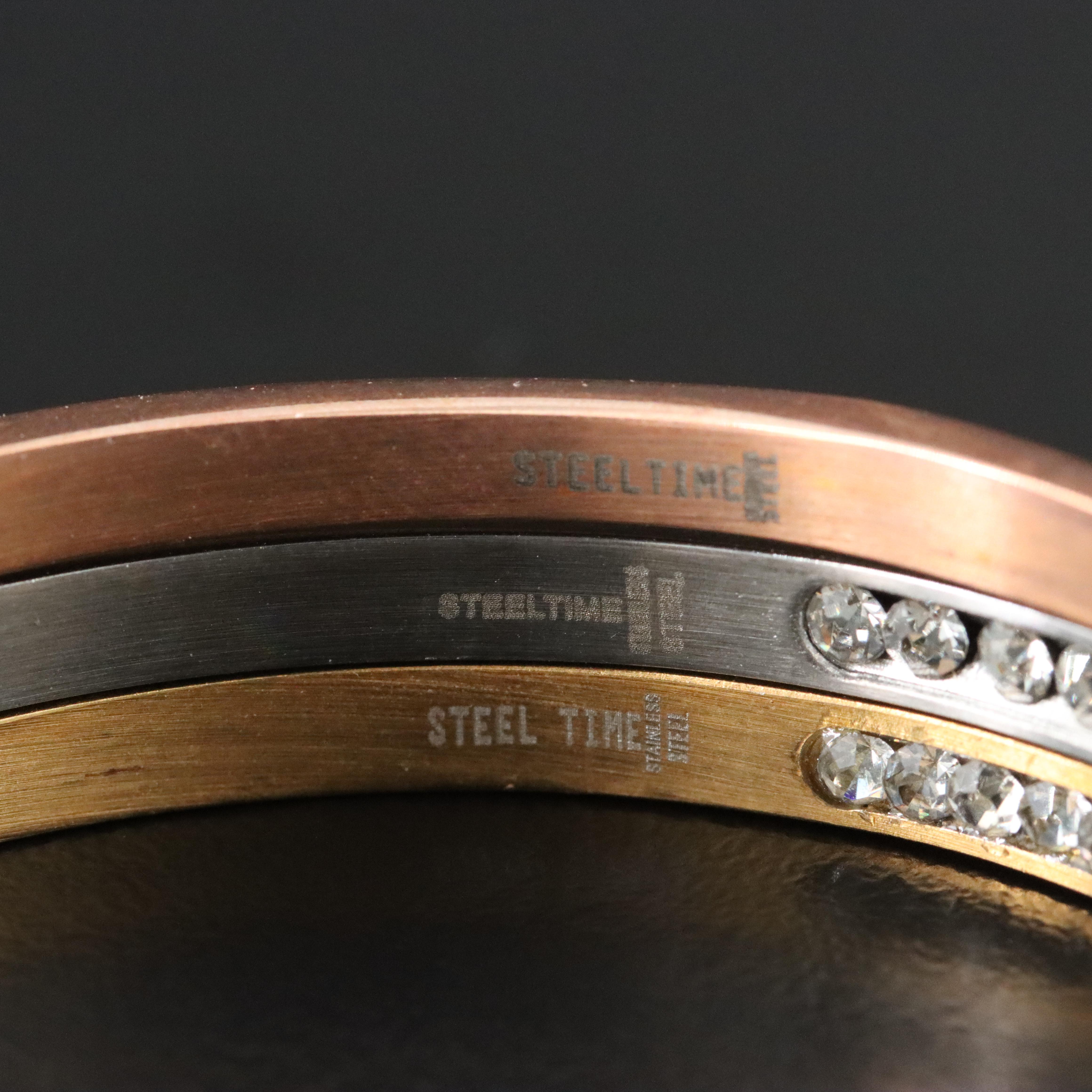 Tri-Color Inside Out Stainless Steel Rhinestone Hoop Earring Collection