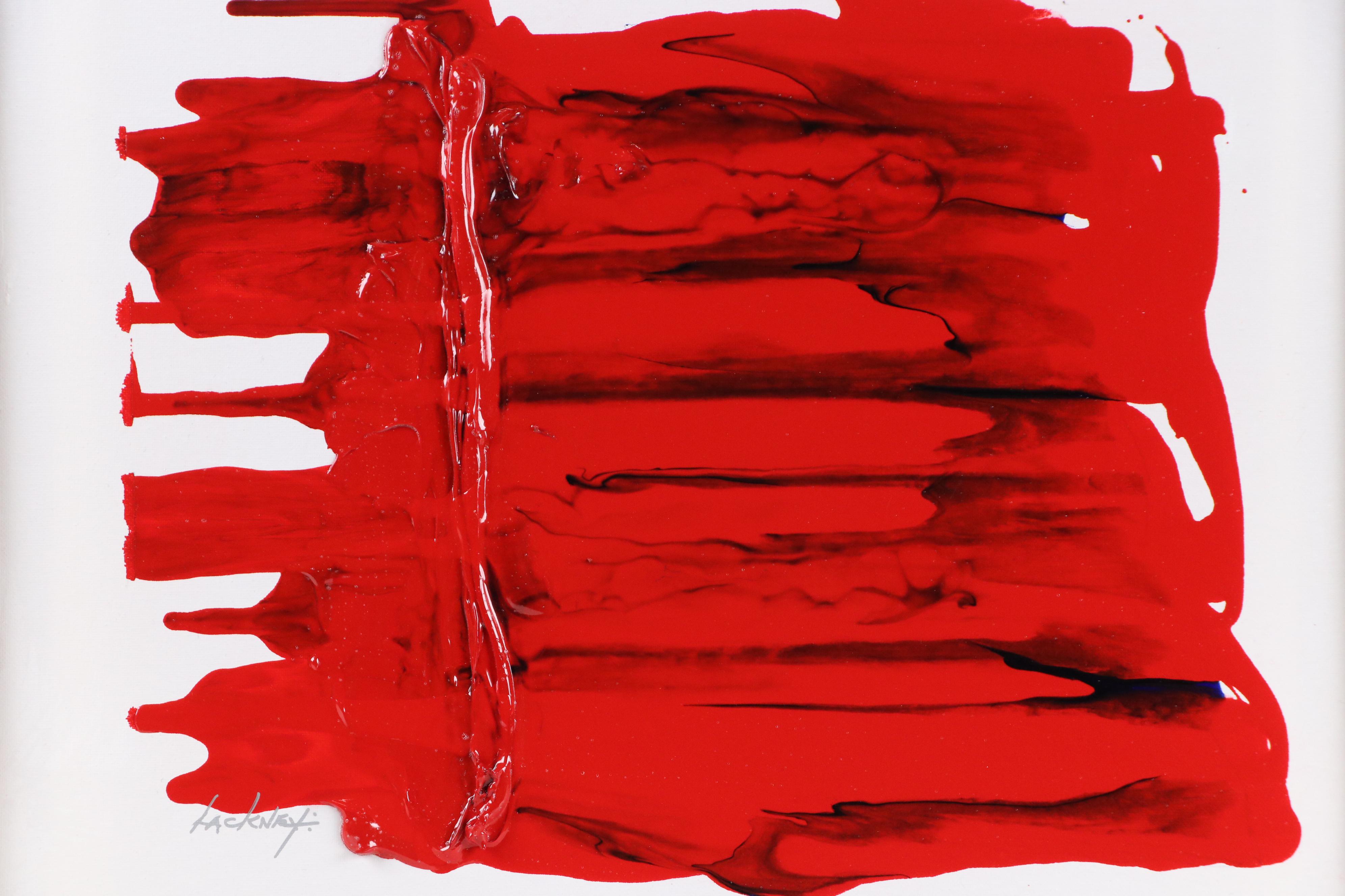 Robert R. Lackney Abstract Acrylic Painting "Red Worm," 21st Century