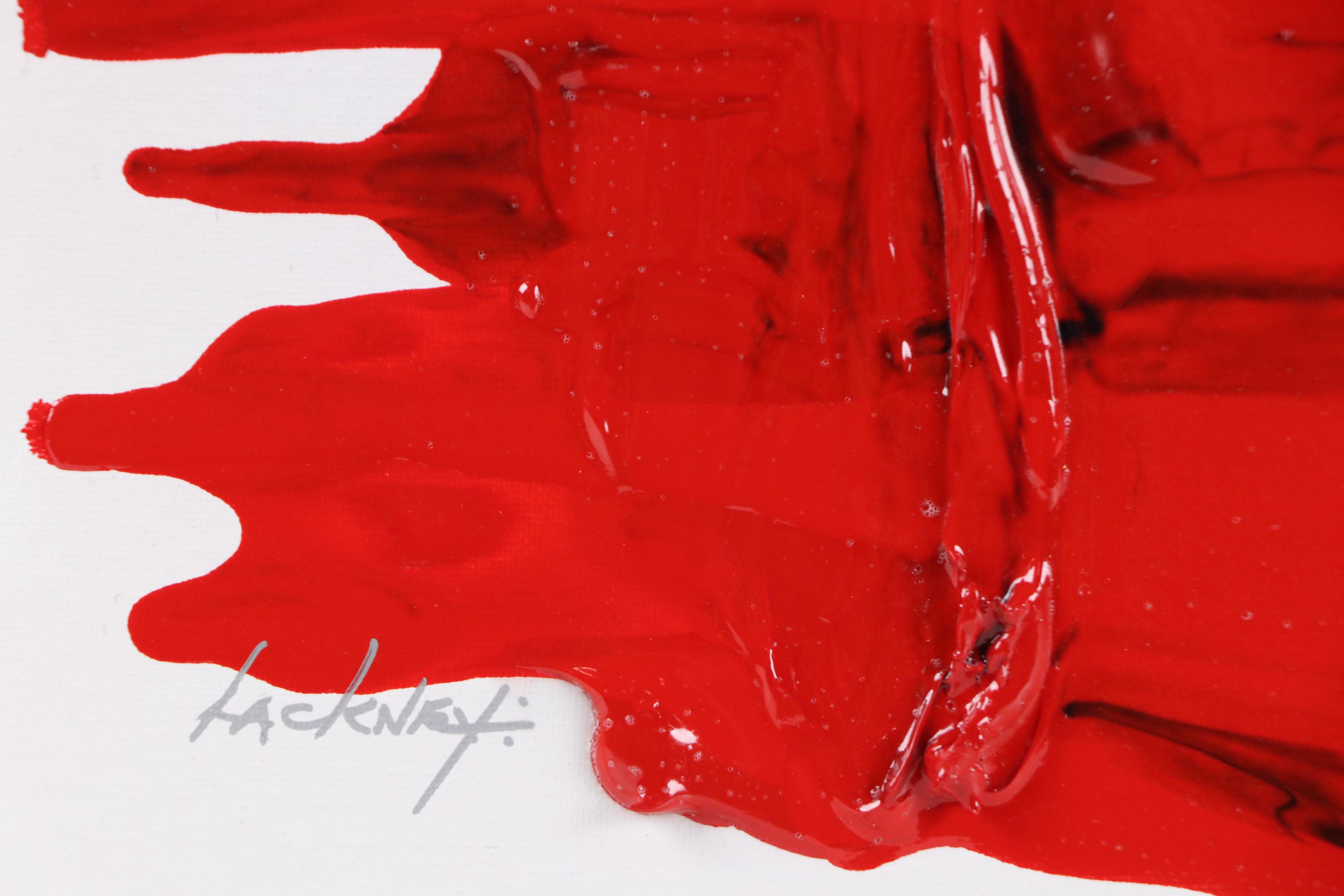 Robert R. Lackney Abstract Acrylic Painting "Red Worm," 21st Century
