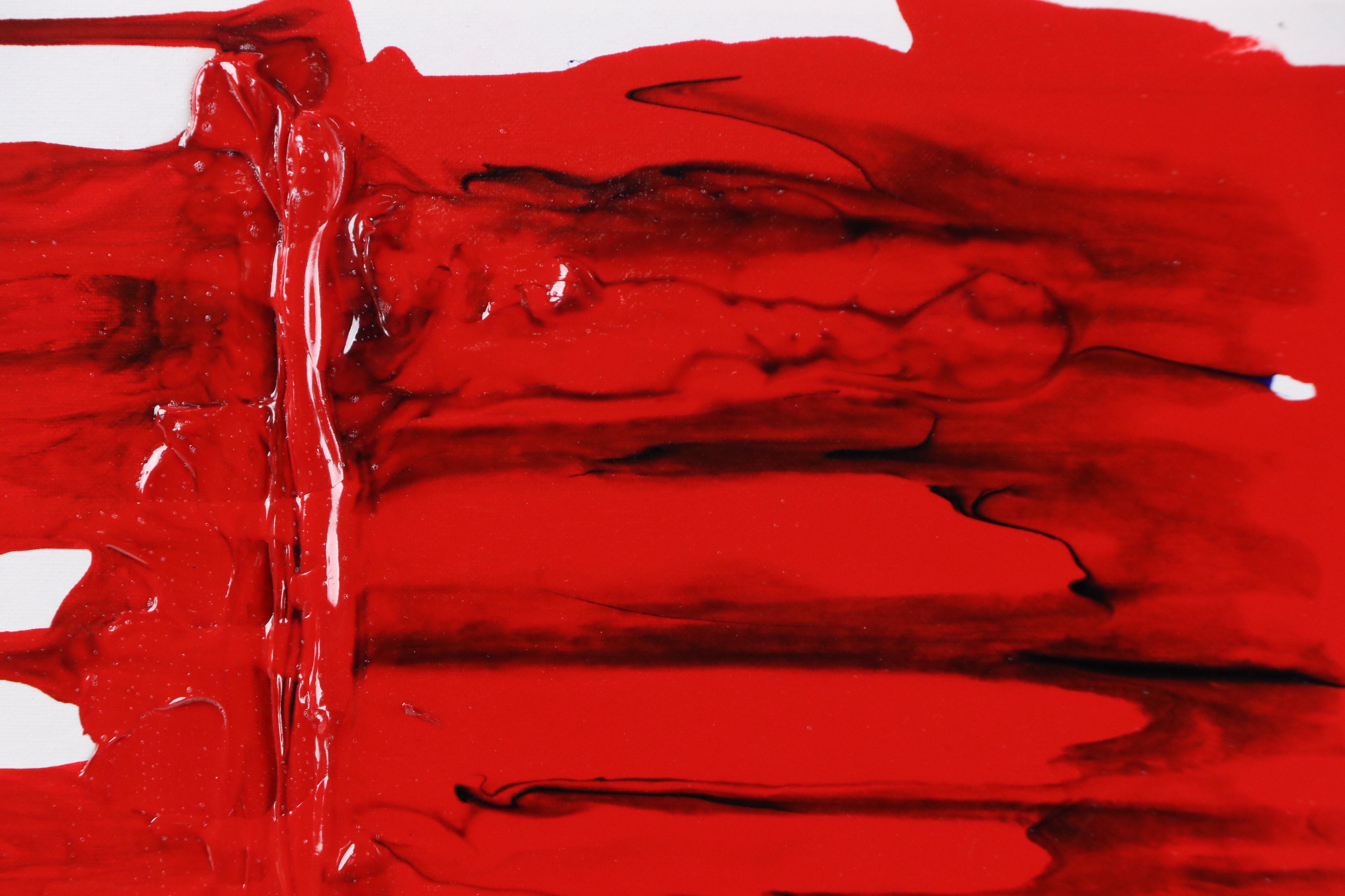 Robert R. Lackney Abstract Acrylic Painting "Red Worm," 21st Century