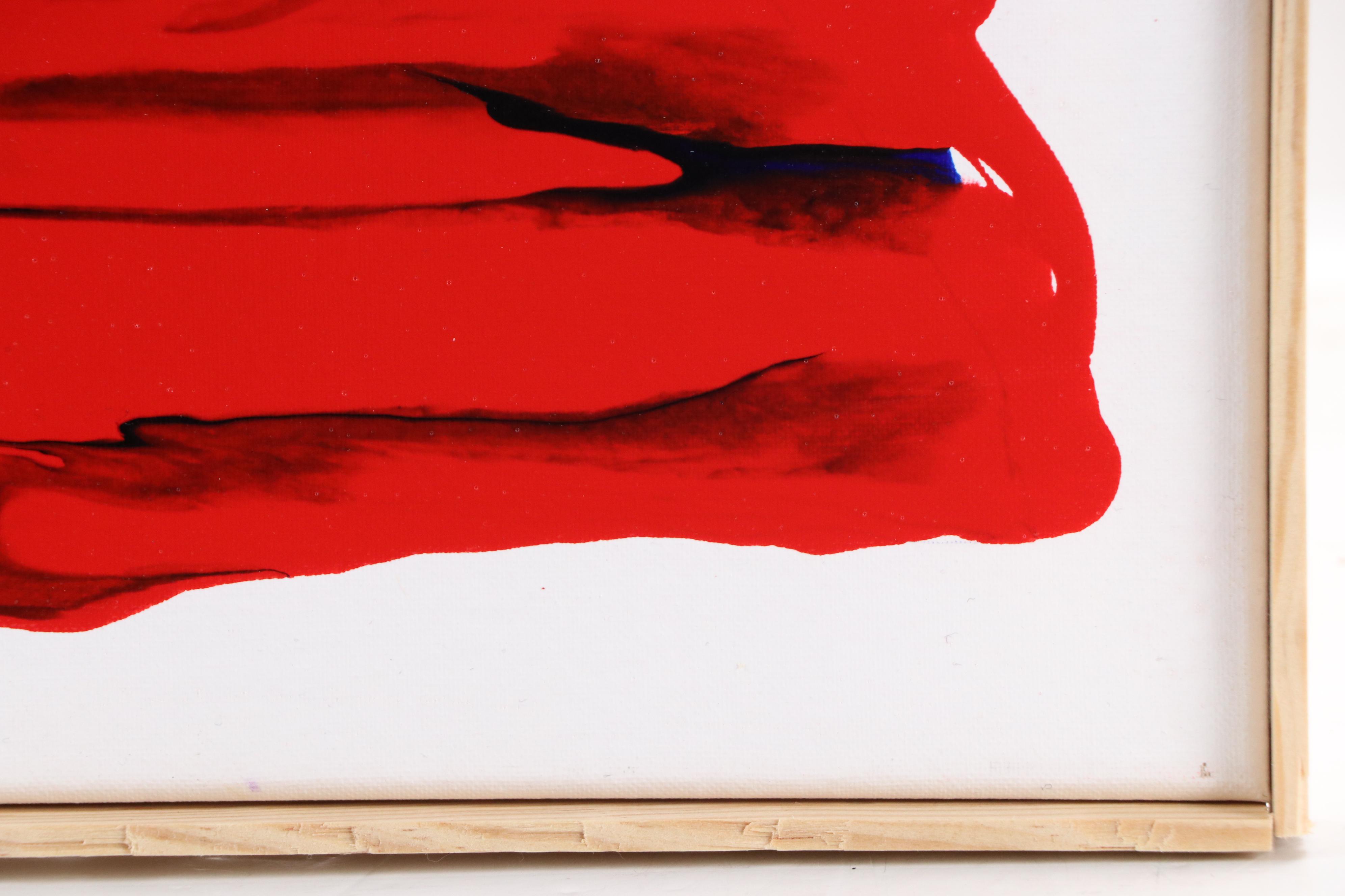 Robert R. Lackney Abstract Acrylic Painting "Red Worm," 21st Century