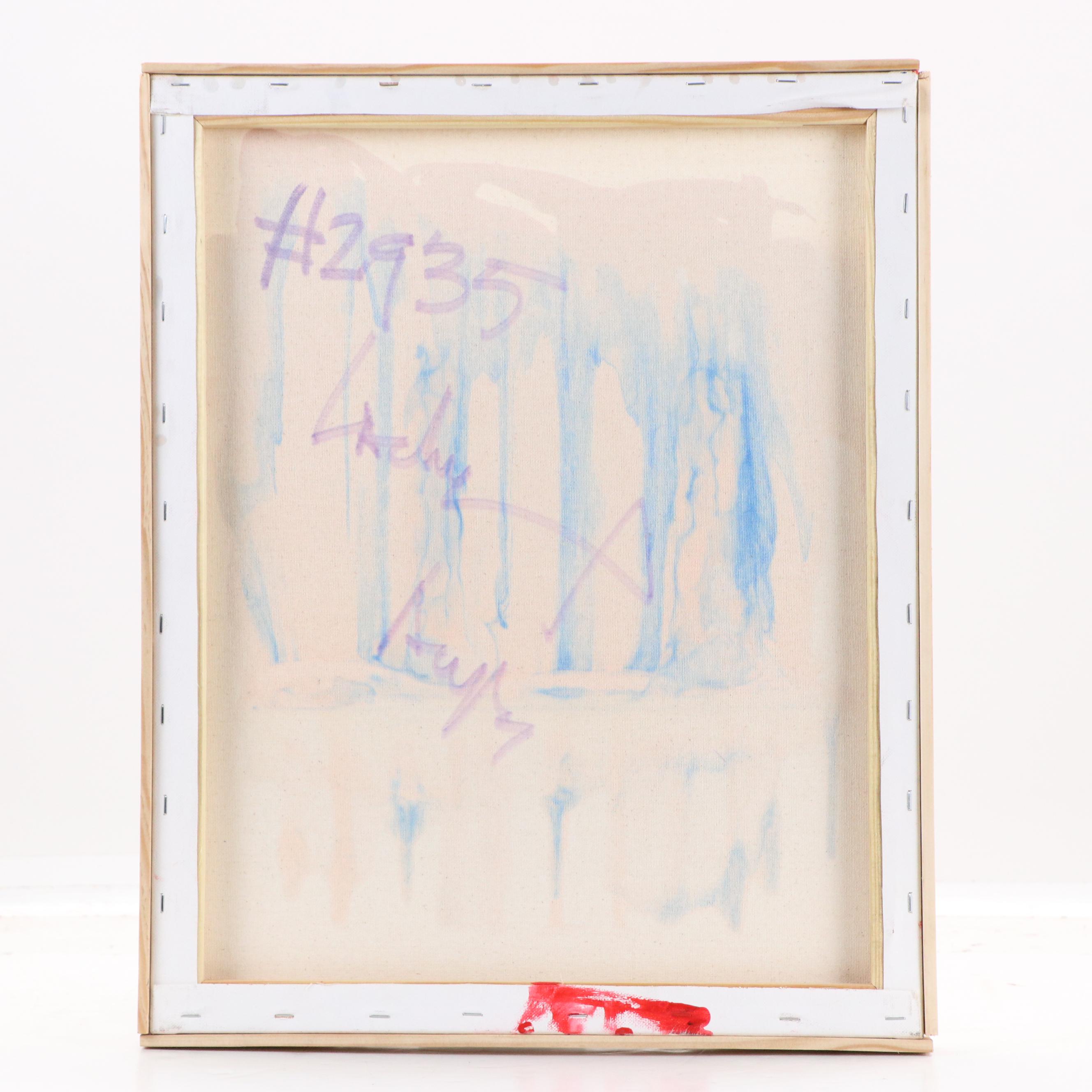 Robert R. Lackney Abstract Acrylic Painting "Red Worm," 21st Century