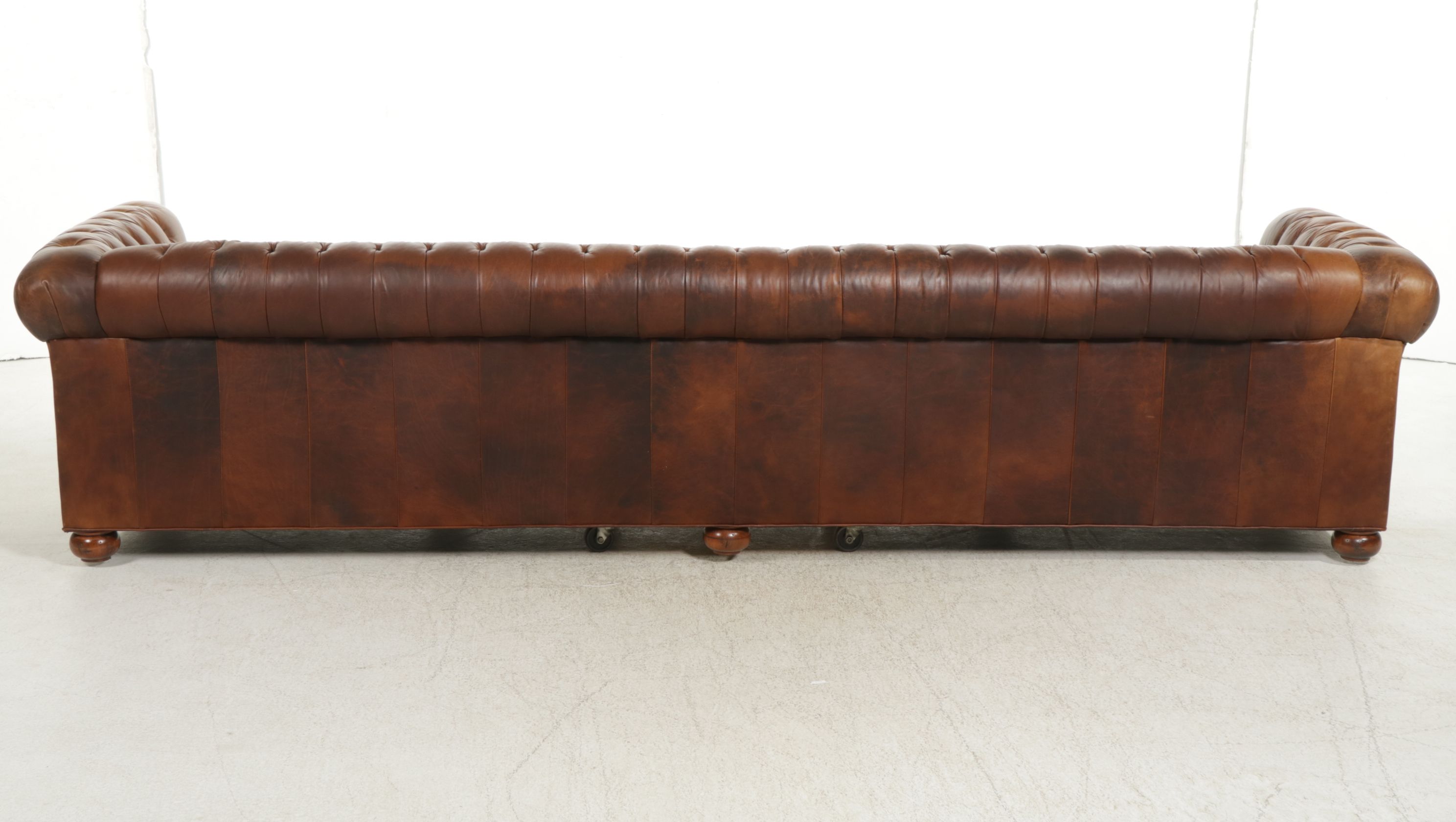 Old Hickory Tannery Large Chesterfield Style Leather Upholstered Sofa