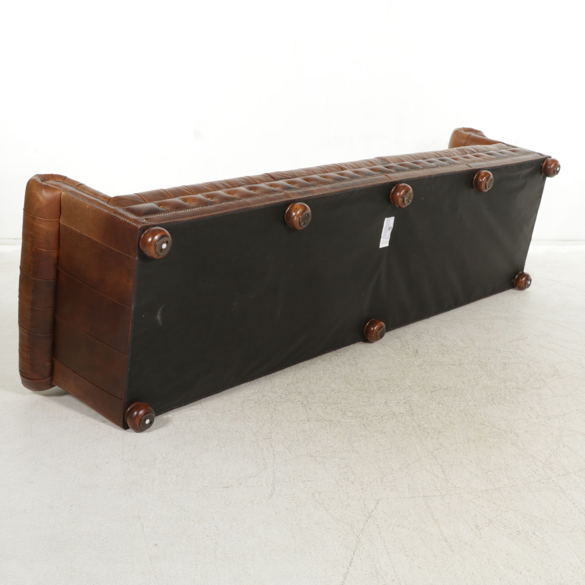 Old Hickory Tannery Large Chesterfield Style Leather Upholstered Sofa