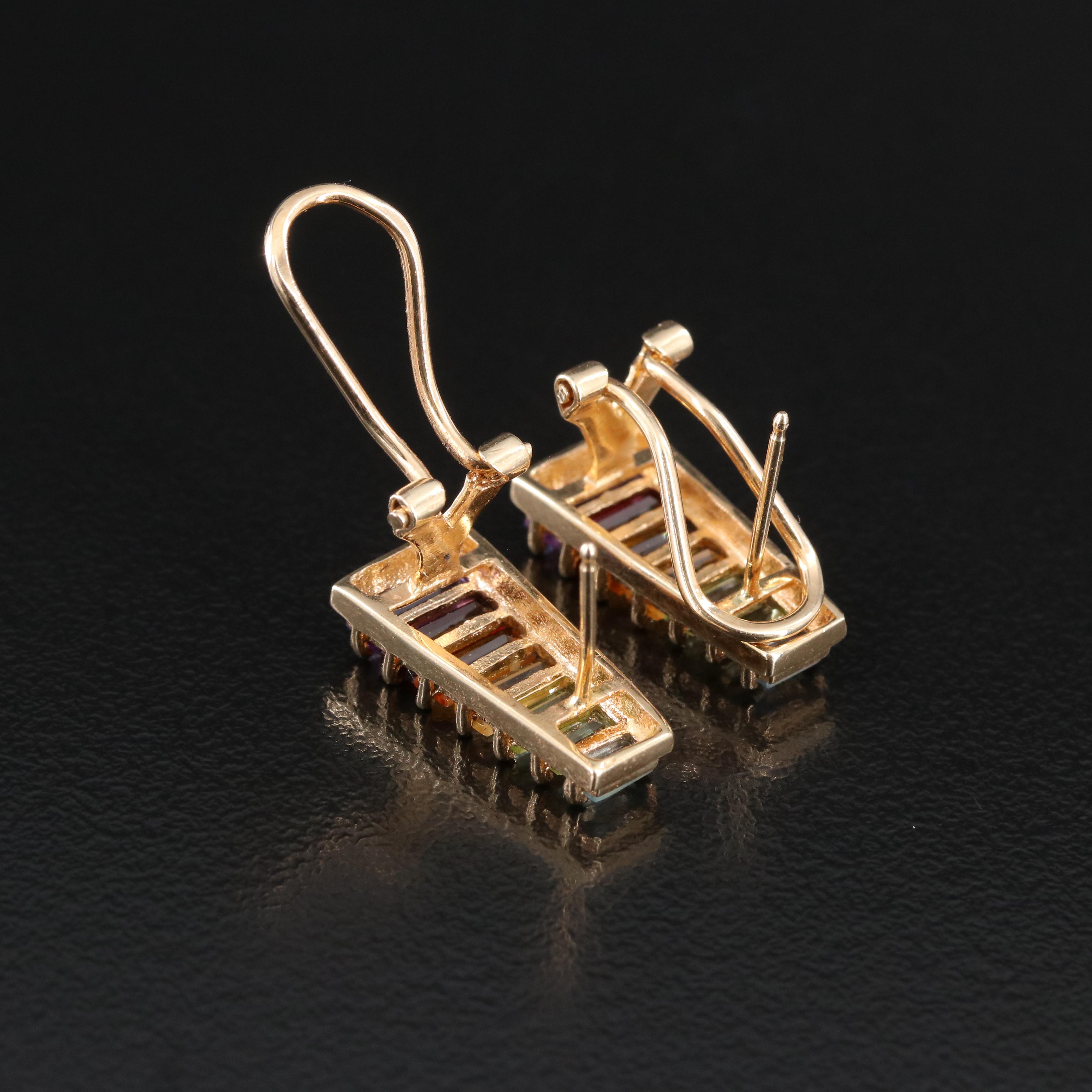 14K Amethyst, Topaz, Peridot, Citrine and Garnet Earrings