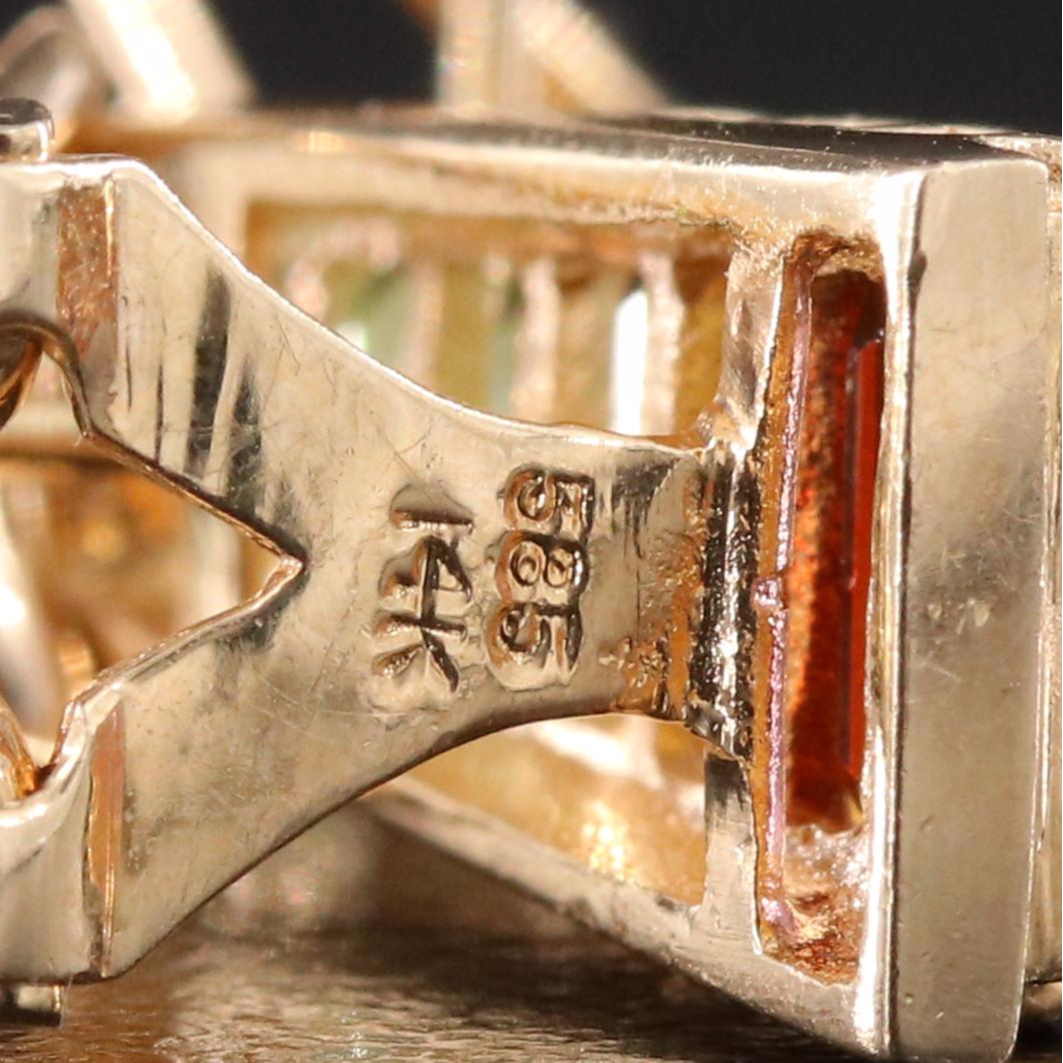 14K Amethyst, Topaz, Peridot, Citrine and Garnet Earrings