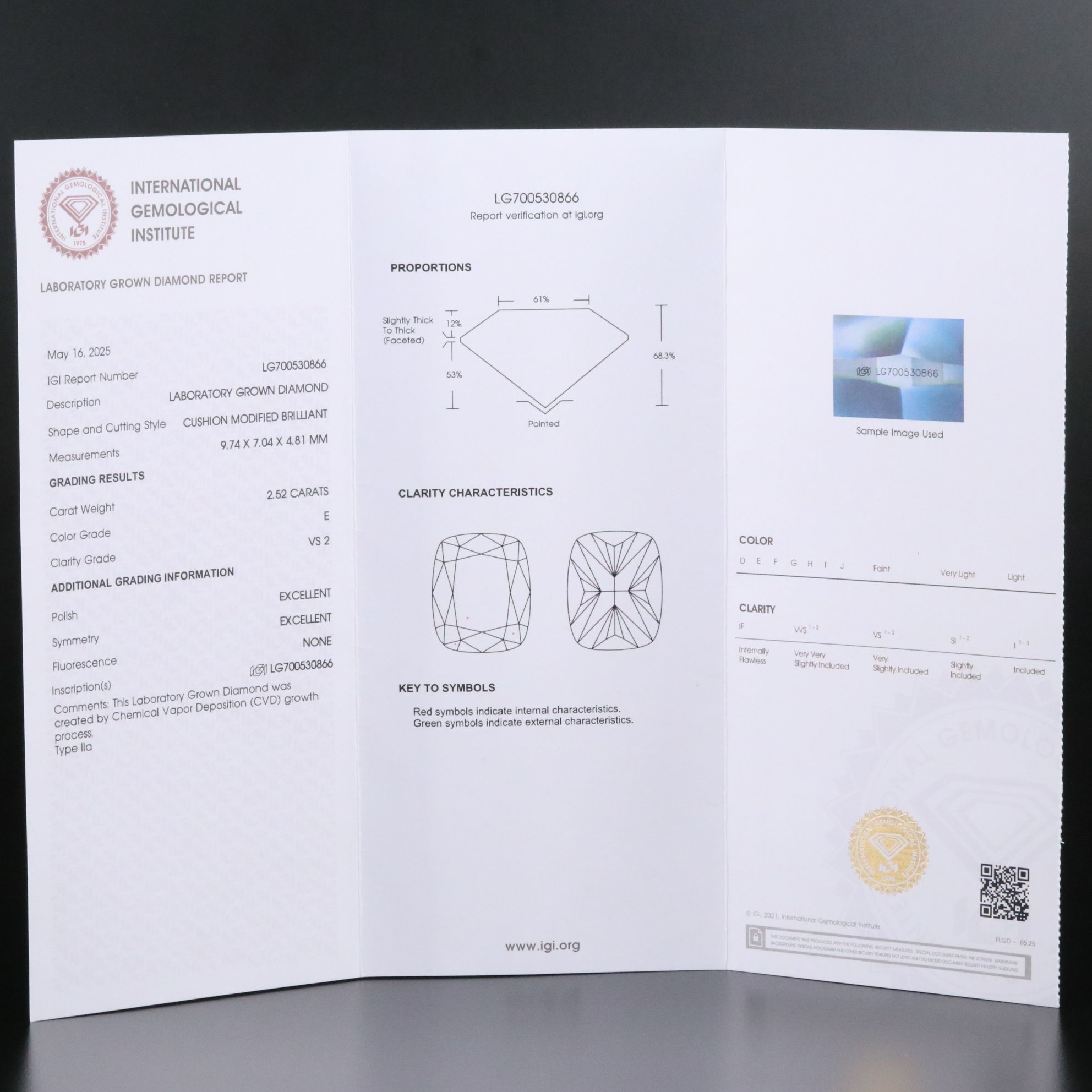 14K 2.52 CT Lab Grown Diamond Solitaire Pendant with IGI Report