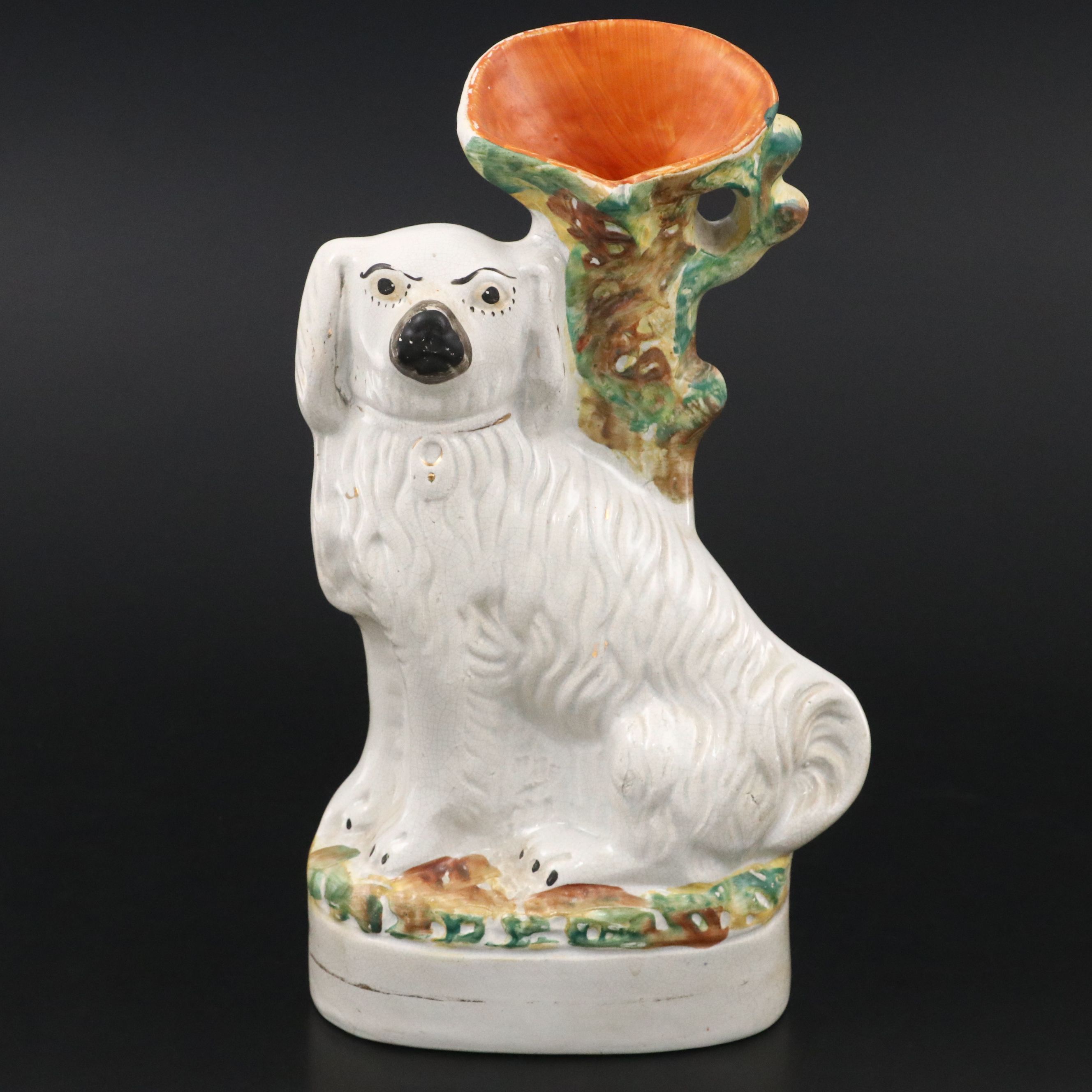 Staffordshire Spaniel Spill Vase, Late 19th Century