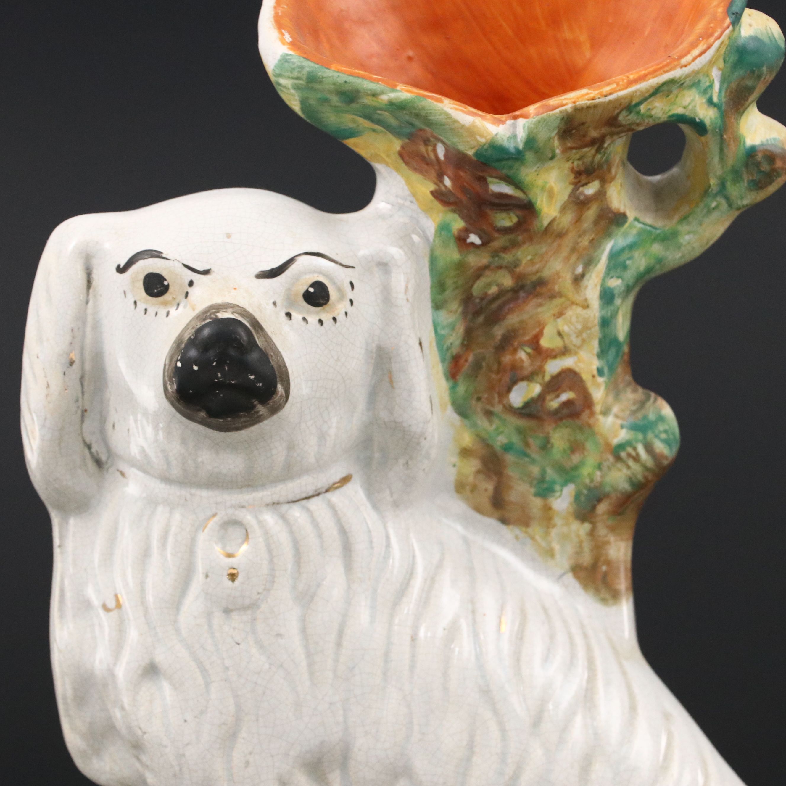 Staffordshire Spaniel Spill Vase, Late 19th Century
