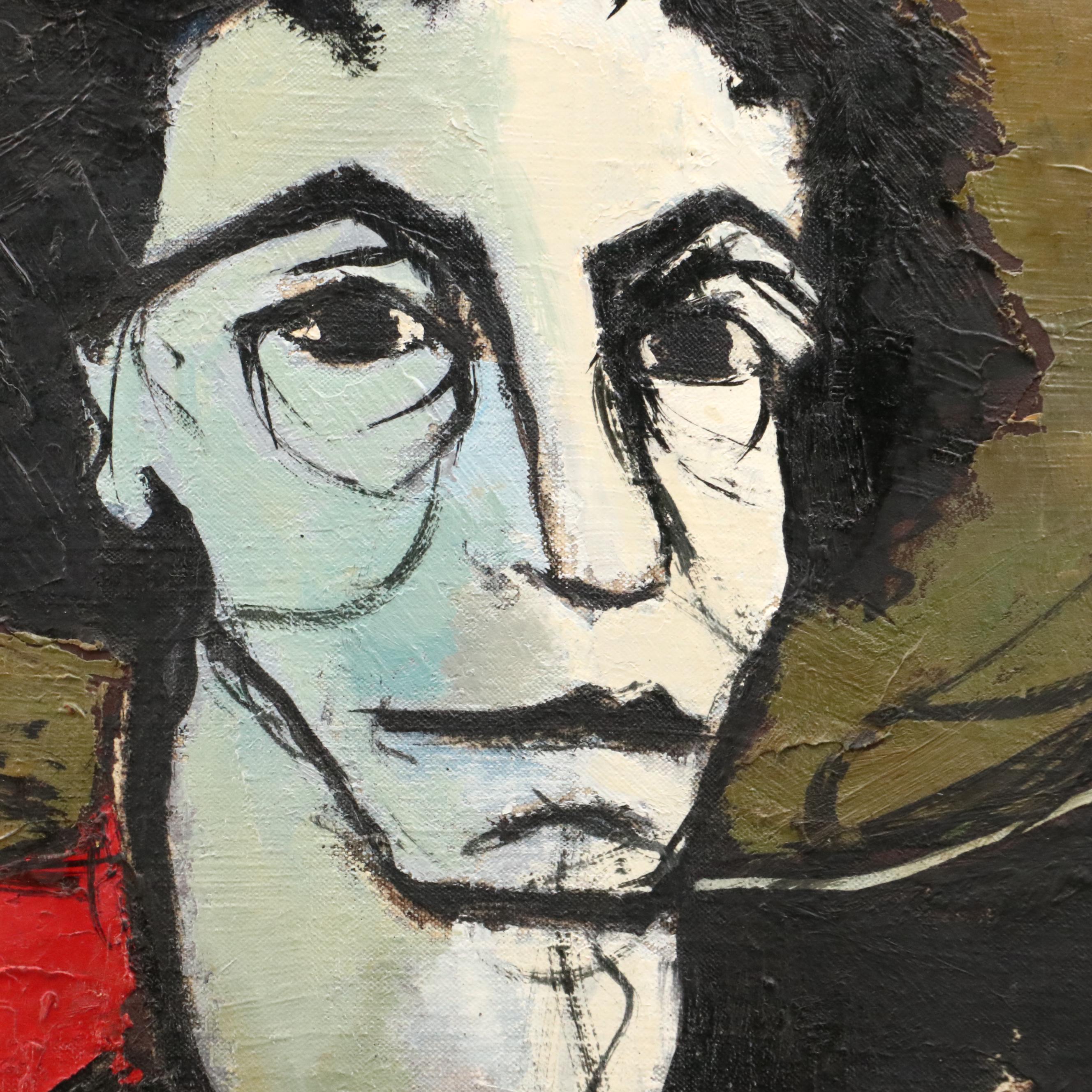 Sebelançon Stylized Oil Painting of Musican "Le Gitan," 21st Century