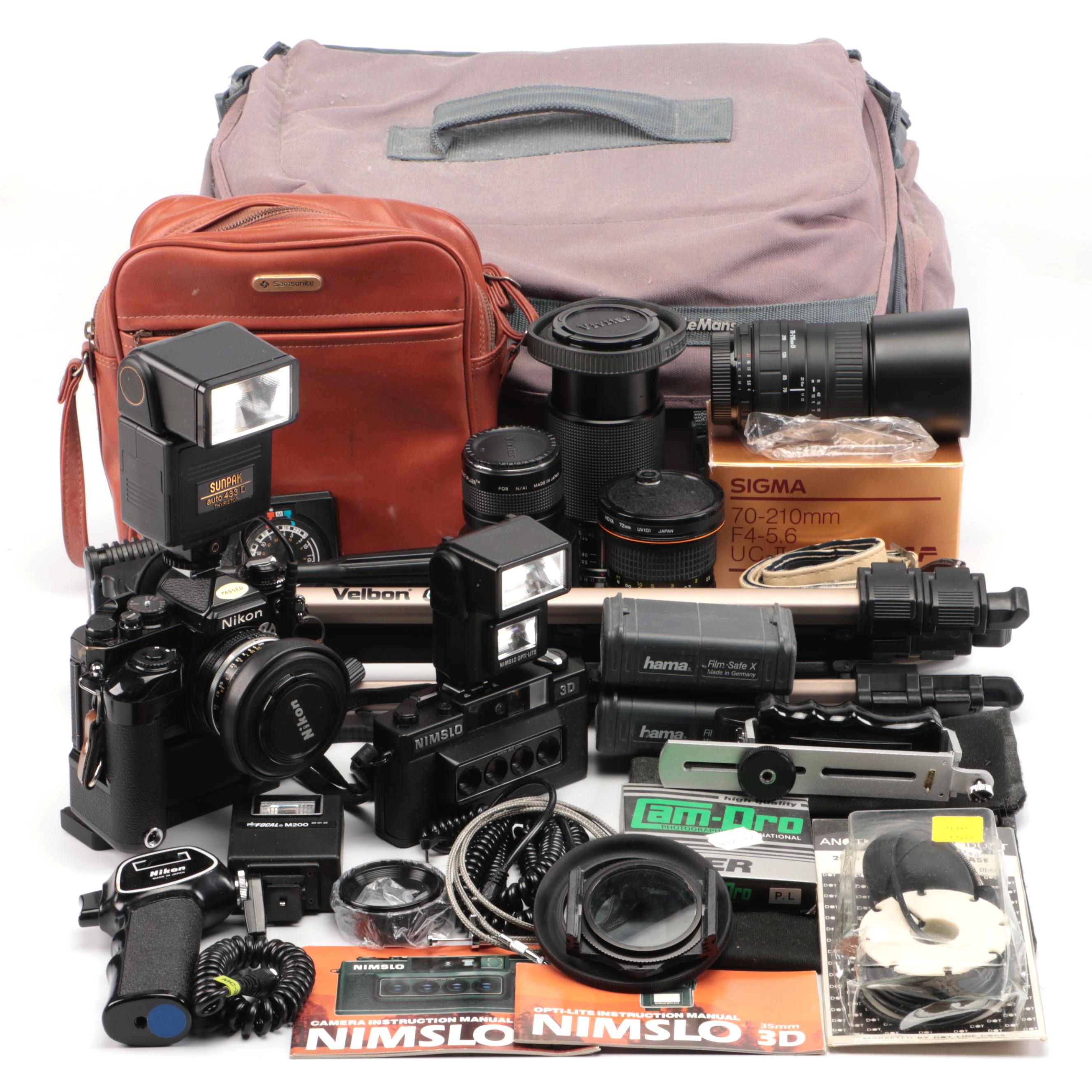 Nikon FE with MD-12 Motor Drive with Other Camera and Accessories