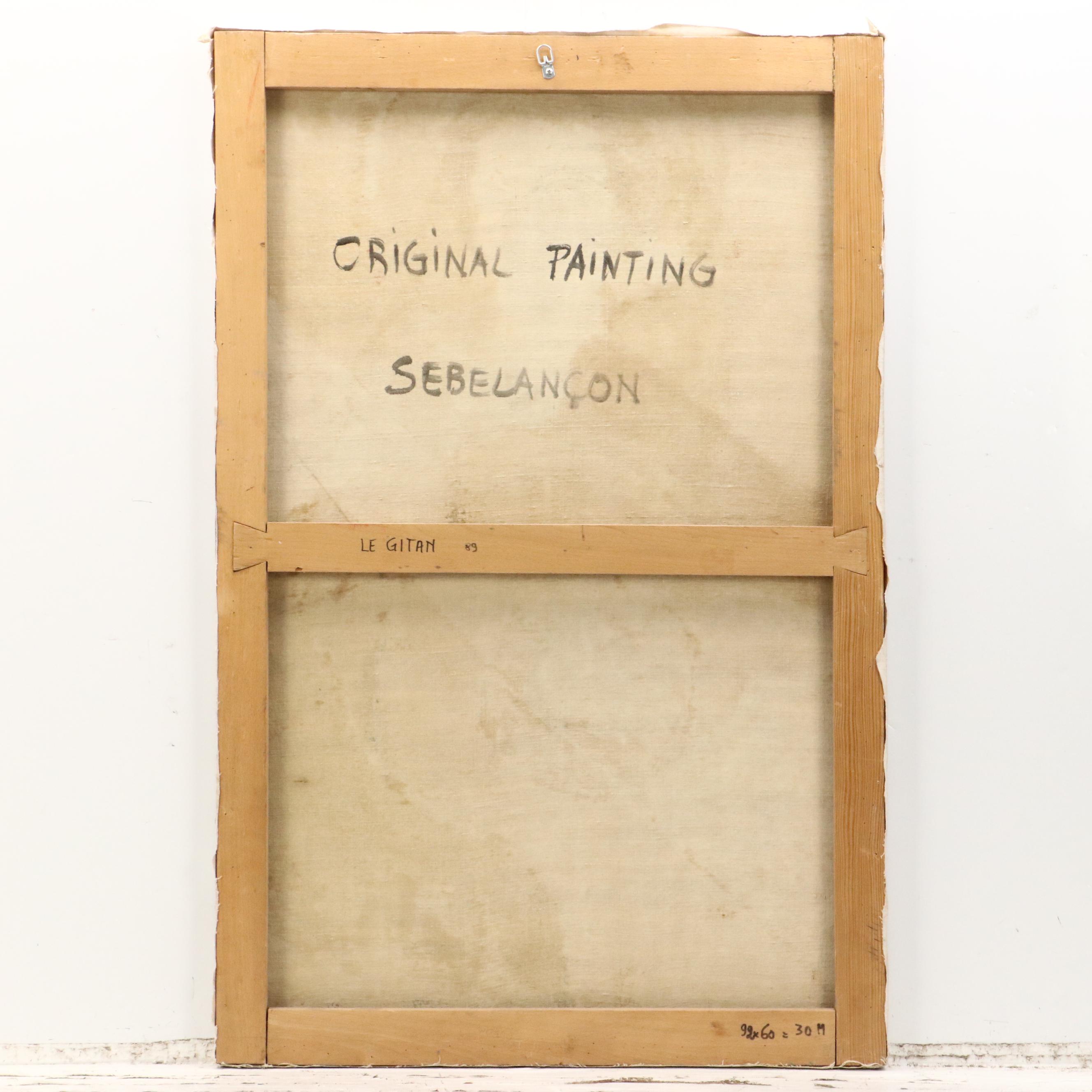 Sebelançon Stylized Oil Painting of Musican "Le Gitan," 21st Century