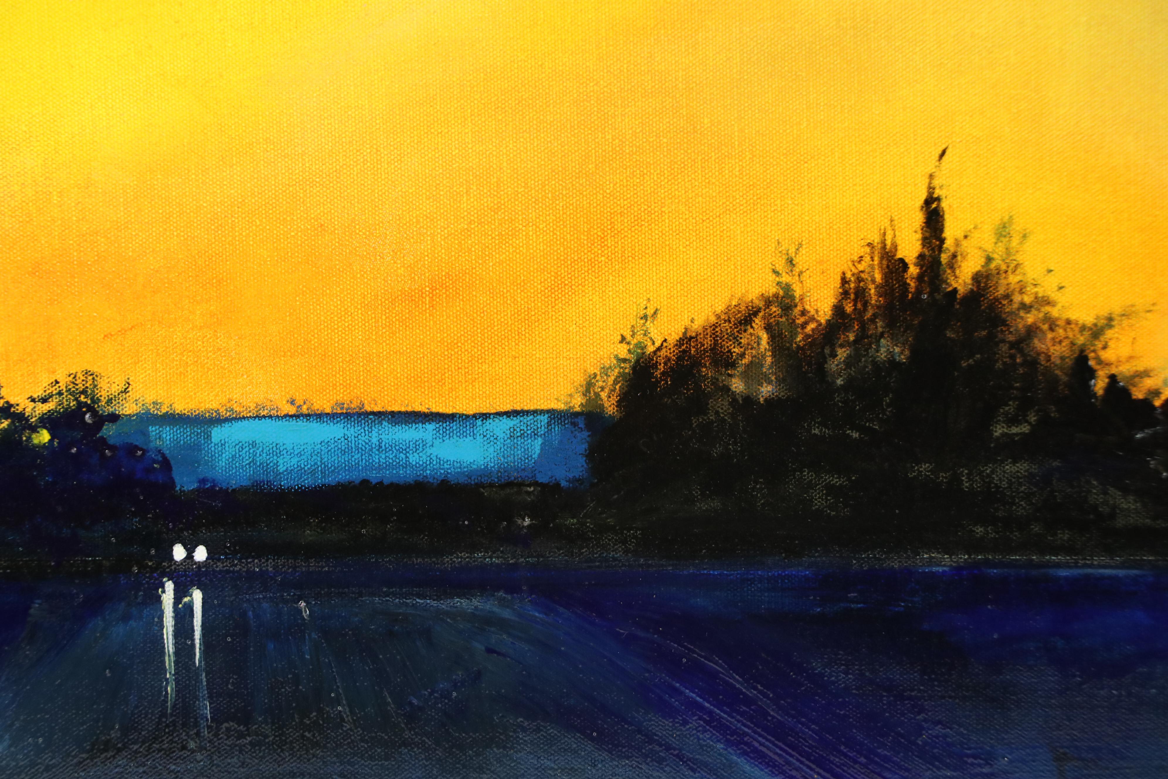 Robert R. Lackney Sunset Landscape Acrylic Painting "Night: 1 September 2019"
