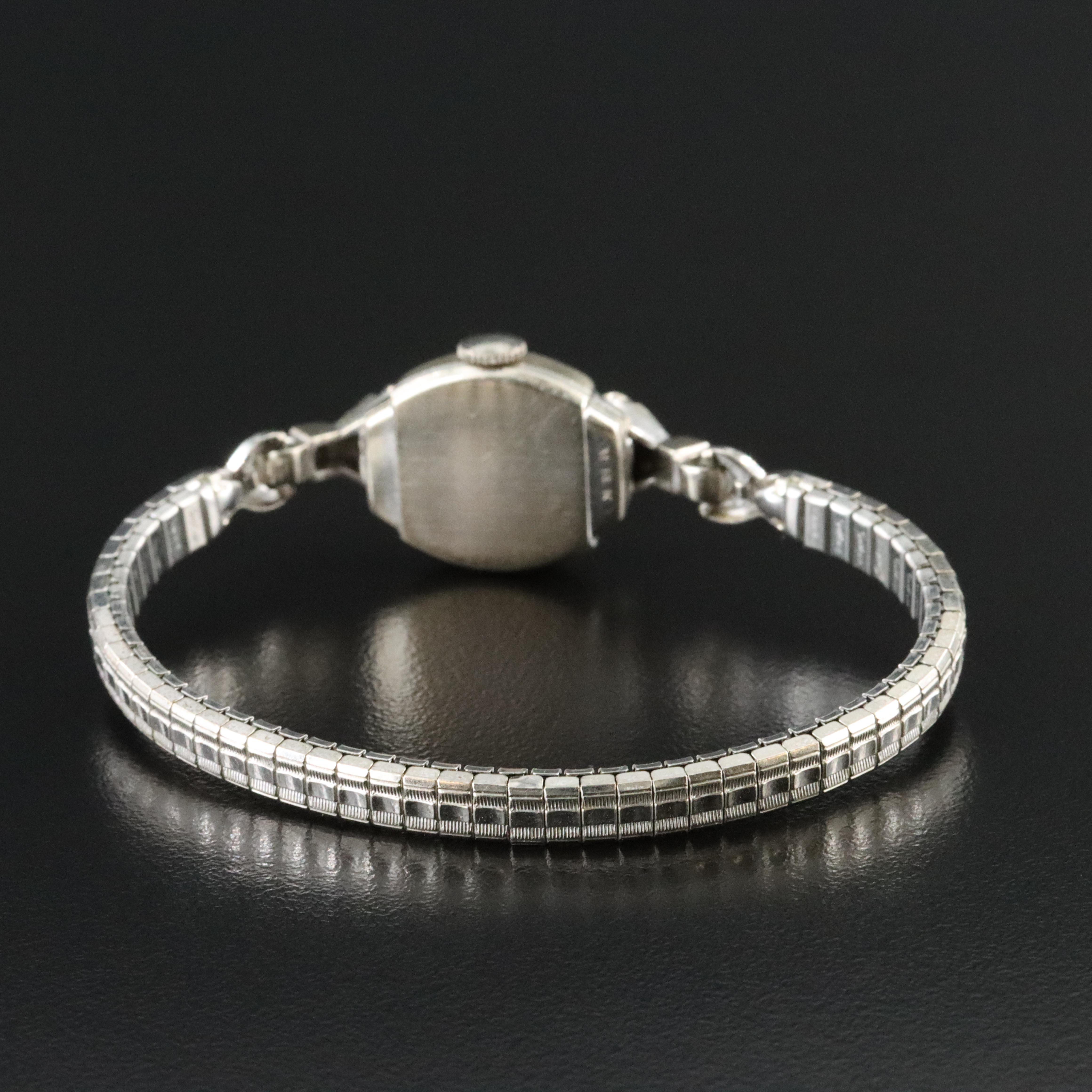 14K Bulova Diamond Late 1940s Stem Wind Watch