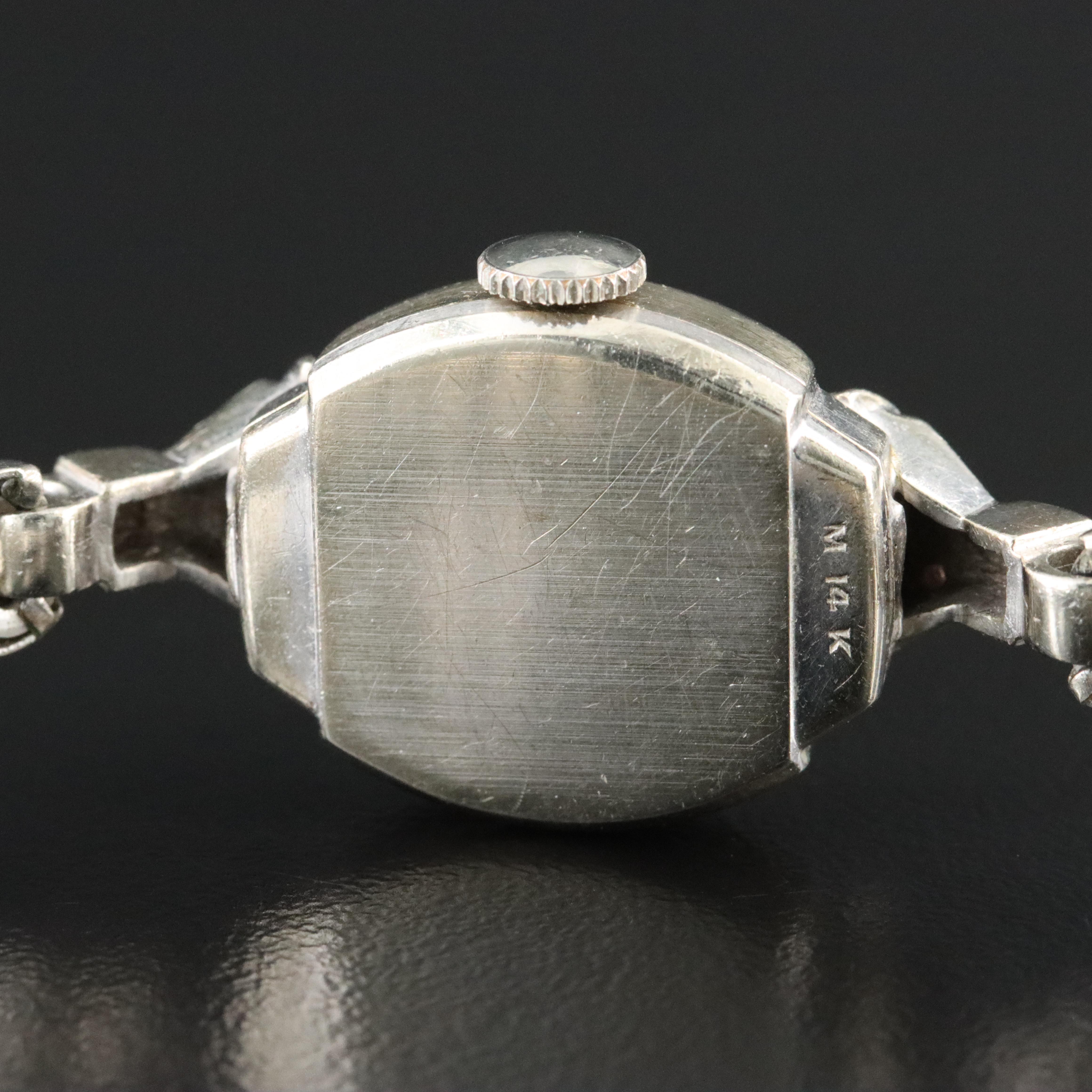 14K Bulova Diamond Late 1940s Stem Wind Watch