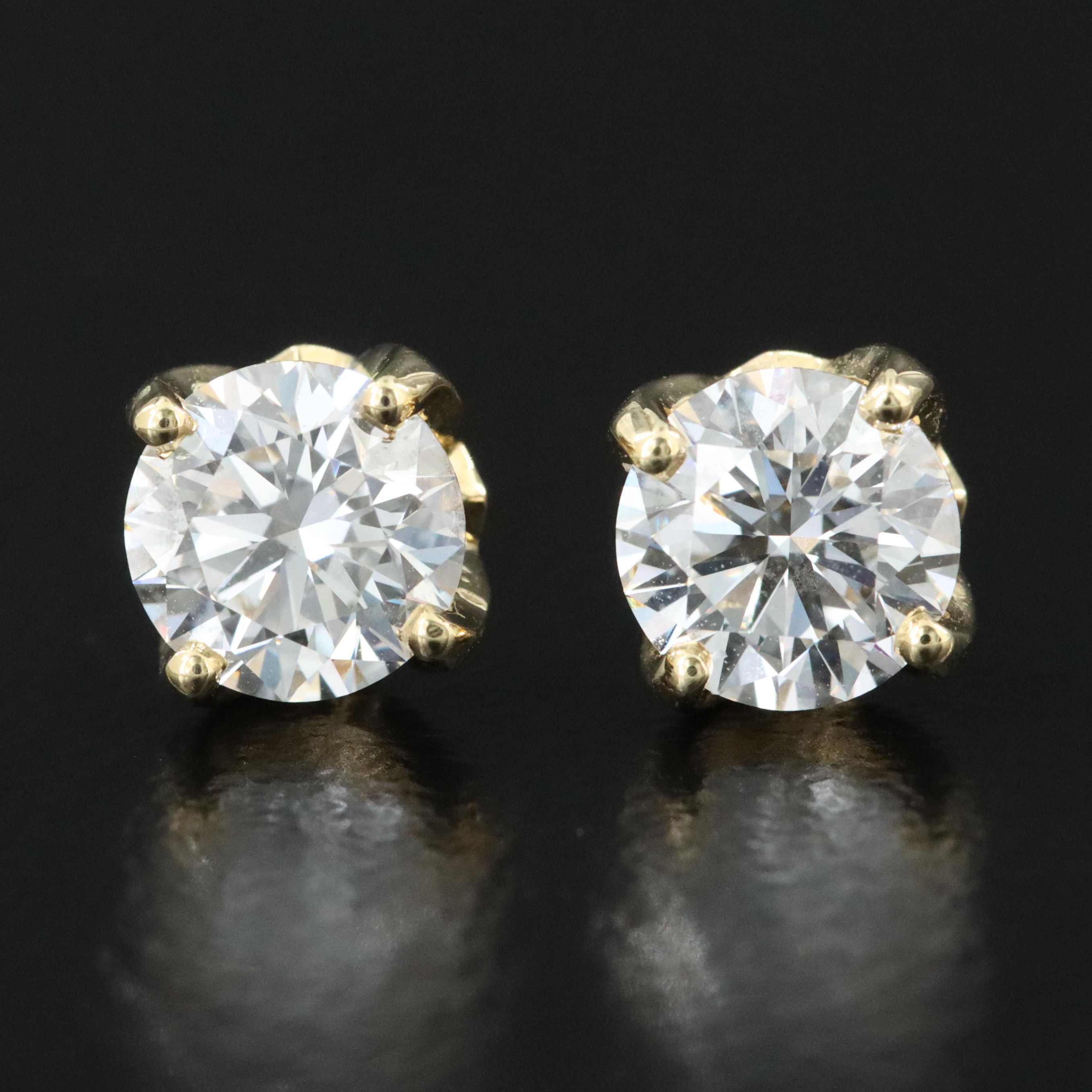 18K 1.10 CTW Lab Grown Diamond Stud Earrings with IGI Online Reports