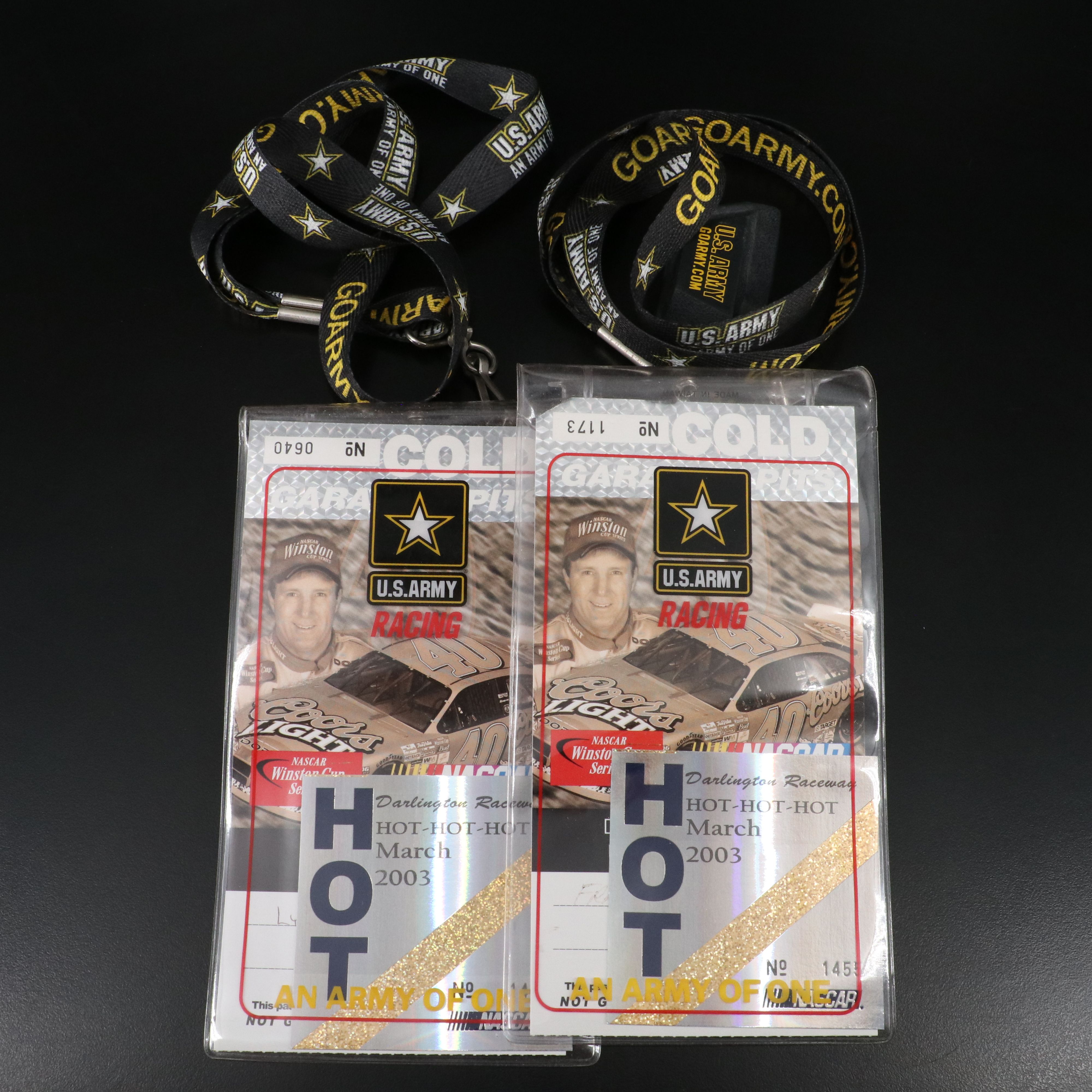 Two 2003 NASCAR Winston Cup Series U.S. Army Field Passes