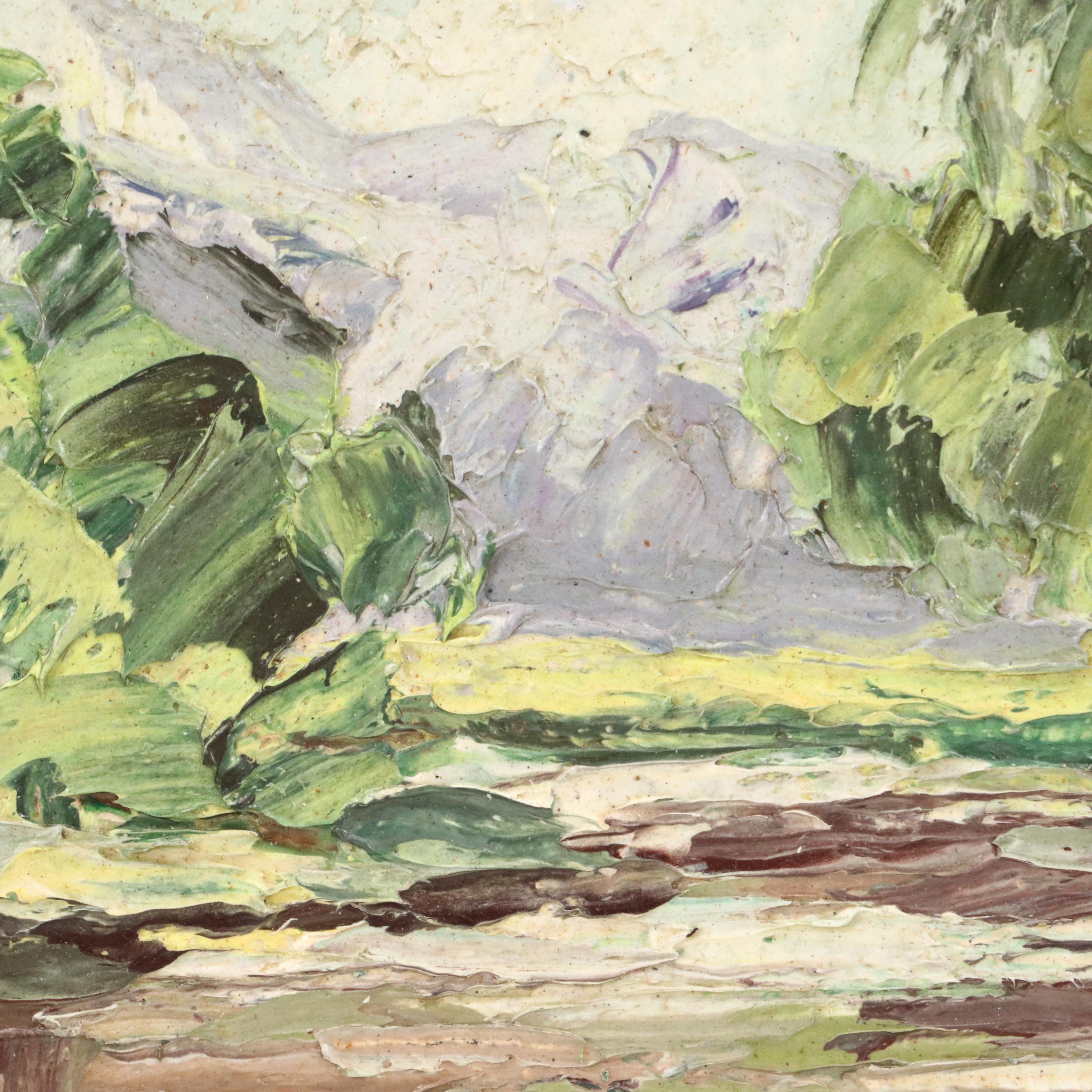 Henri Norman Landscape Impasto Paintings, Mid to Late 20th C.