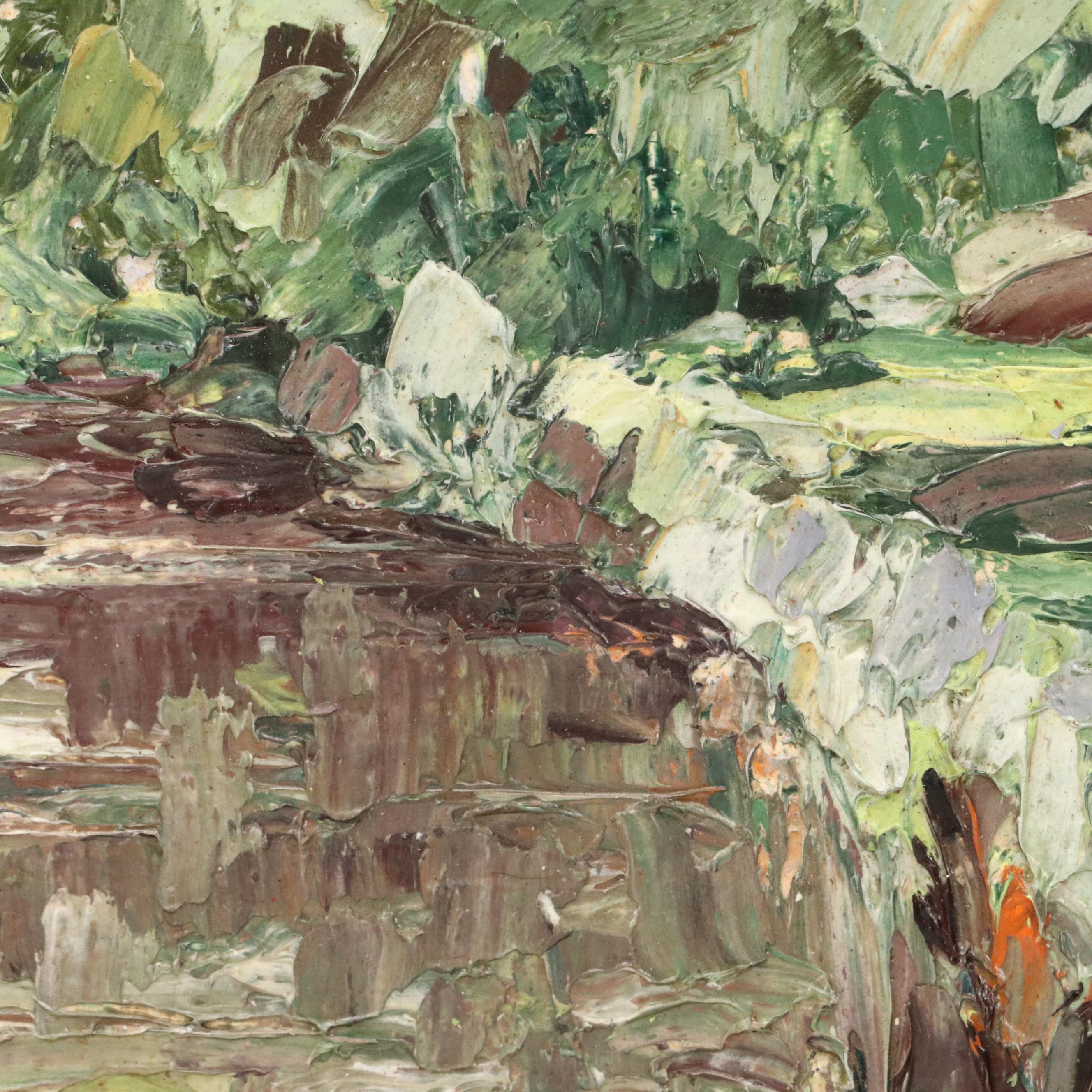 Henri Norman Landscape Impasto Paintings, Mid to Late 20th C.