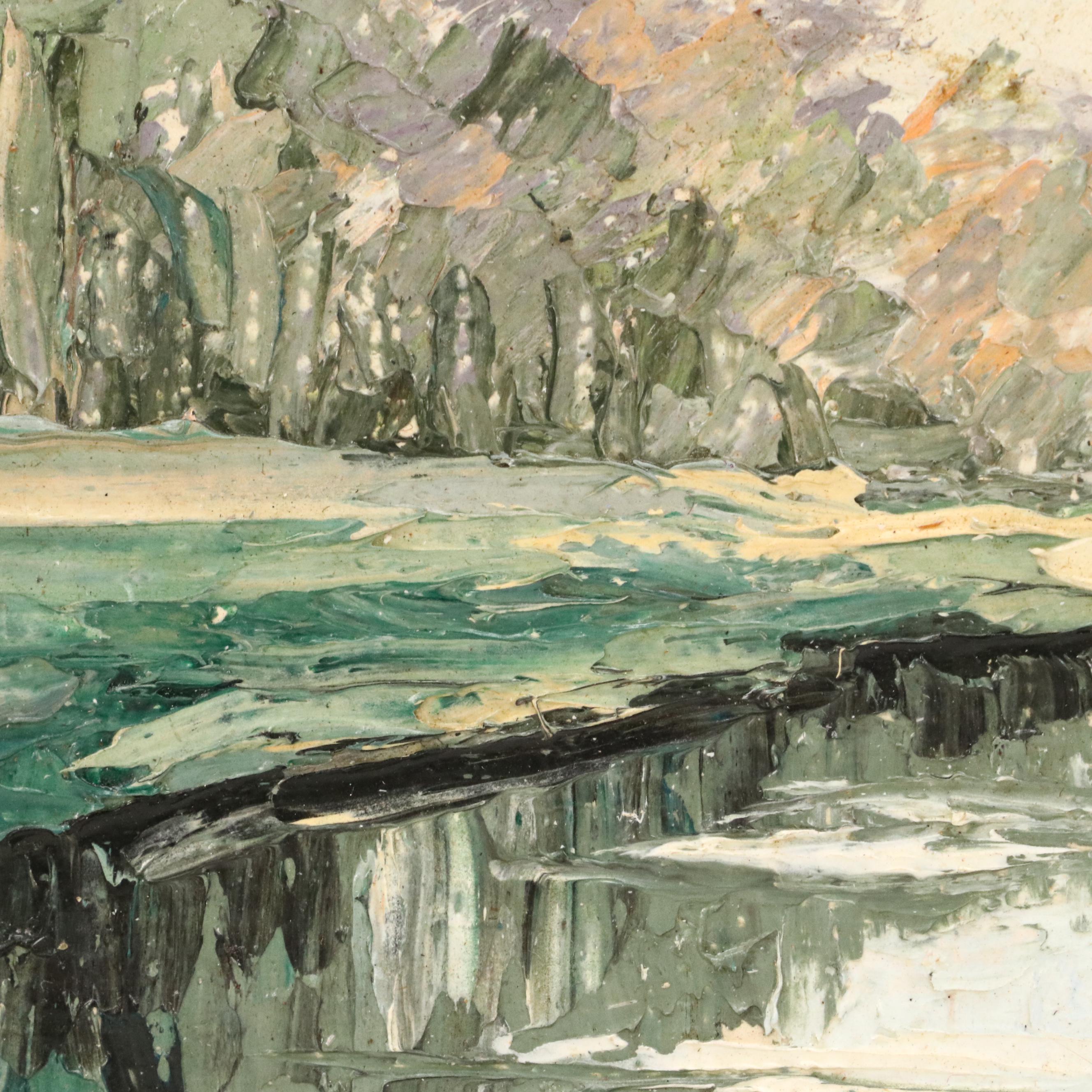 Henri Norman Landscape Impasto Paintings, Mid to Late 20th C.