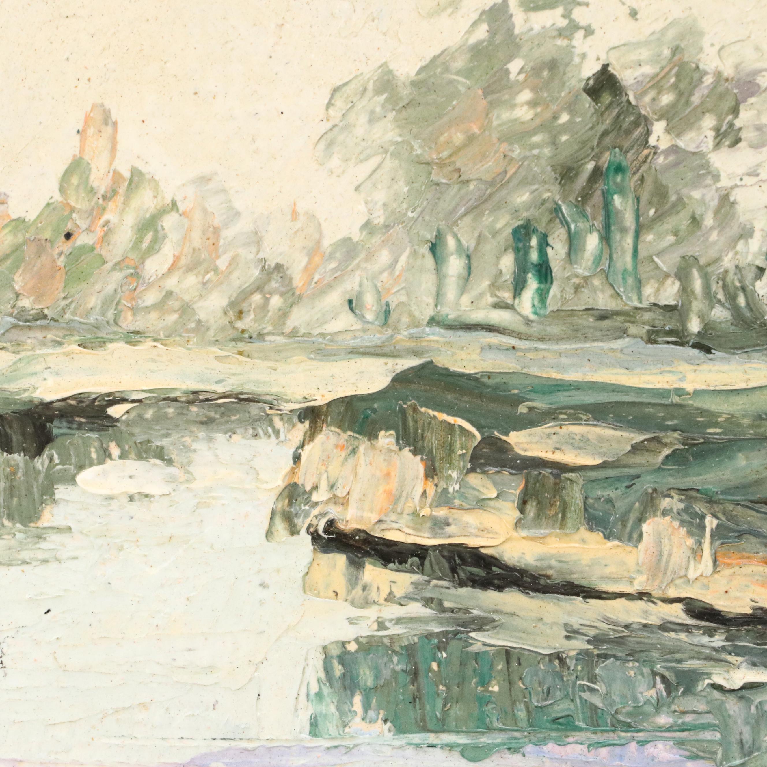 Henri Norman Landscape Impasto Paintings, Mid to Late 20th C.