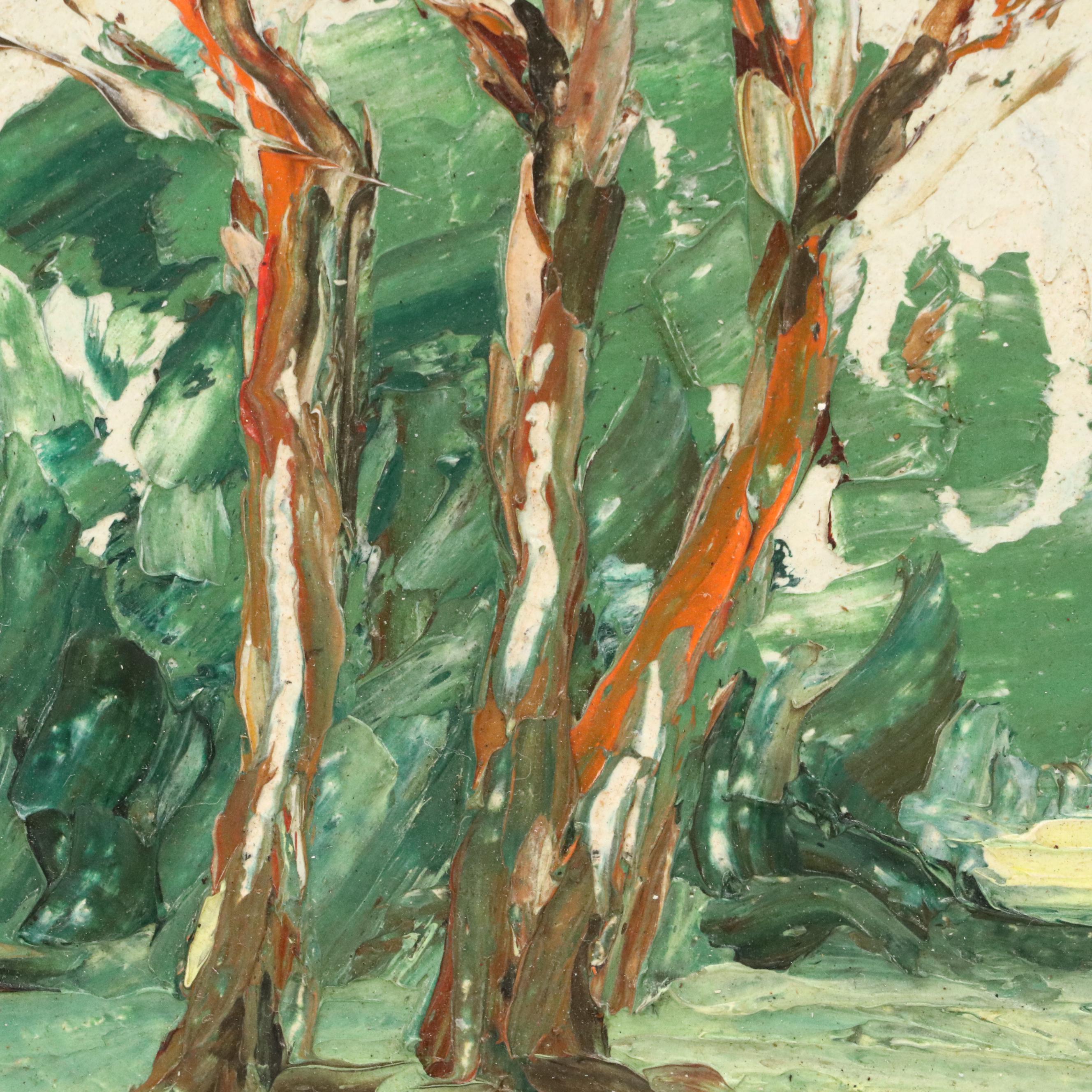 Henri Norman Landscape Impasto Paintings, Mid to Late 20th C.