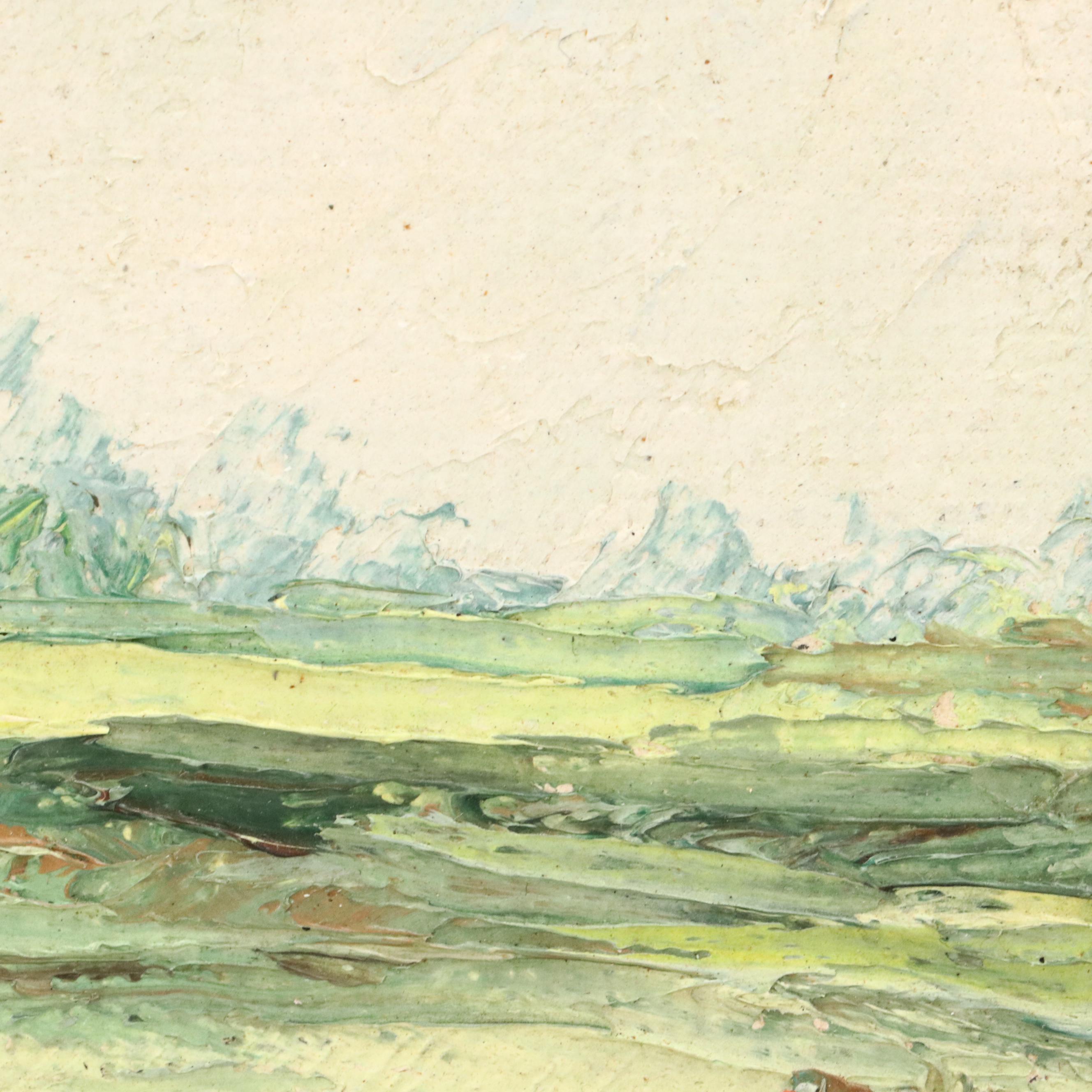 Henri Norman Landscape Impasto Paintings, Mid to Late 20th C.