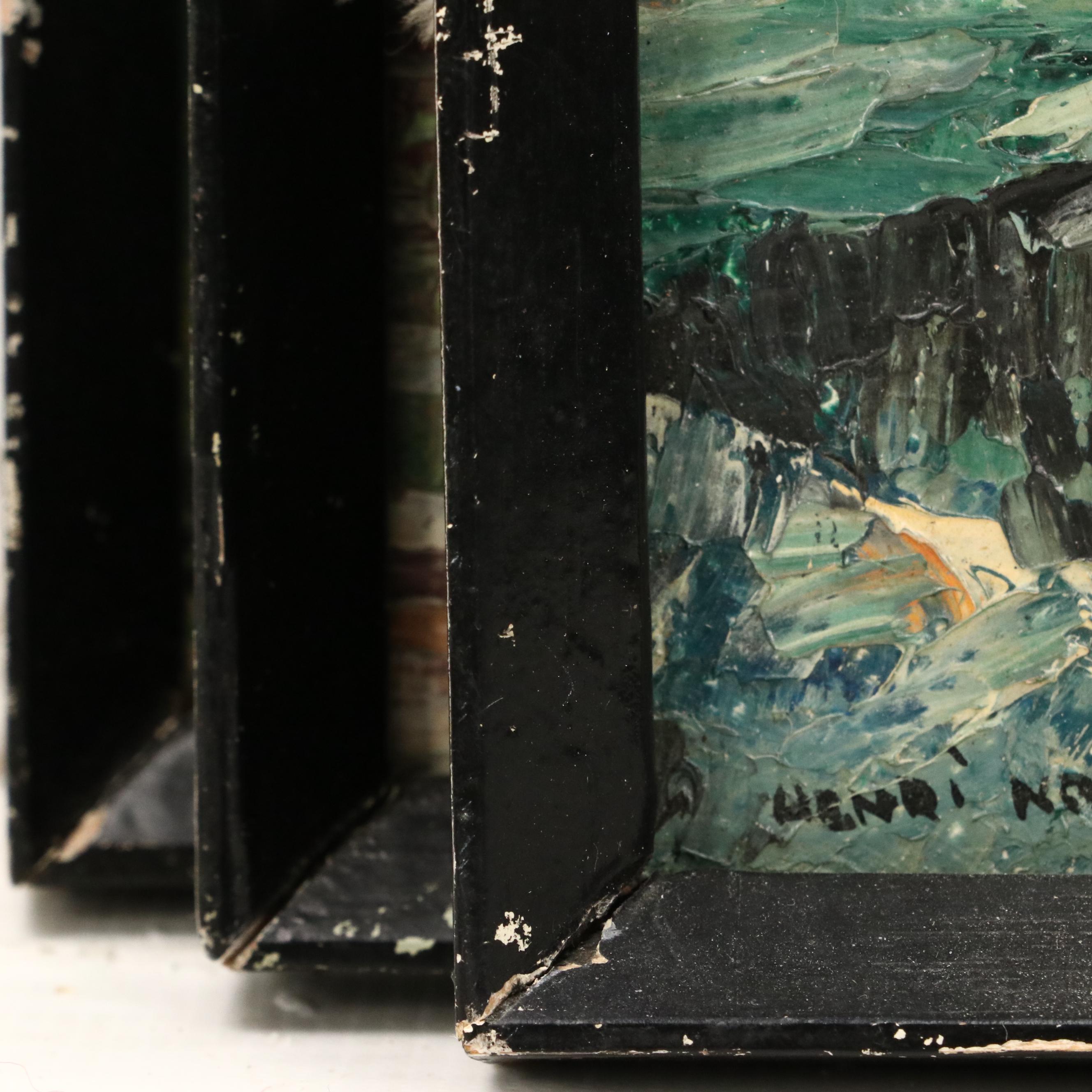 Henri Norman Landscape Impasto Paintings, Mid to Late 20th C.