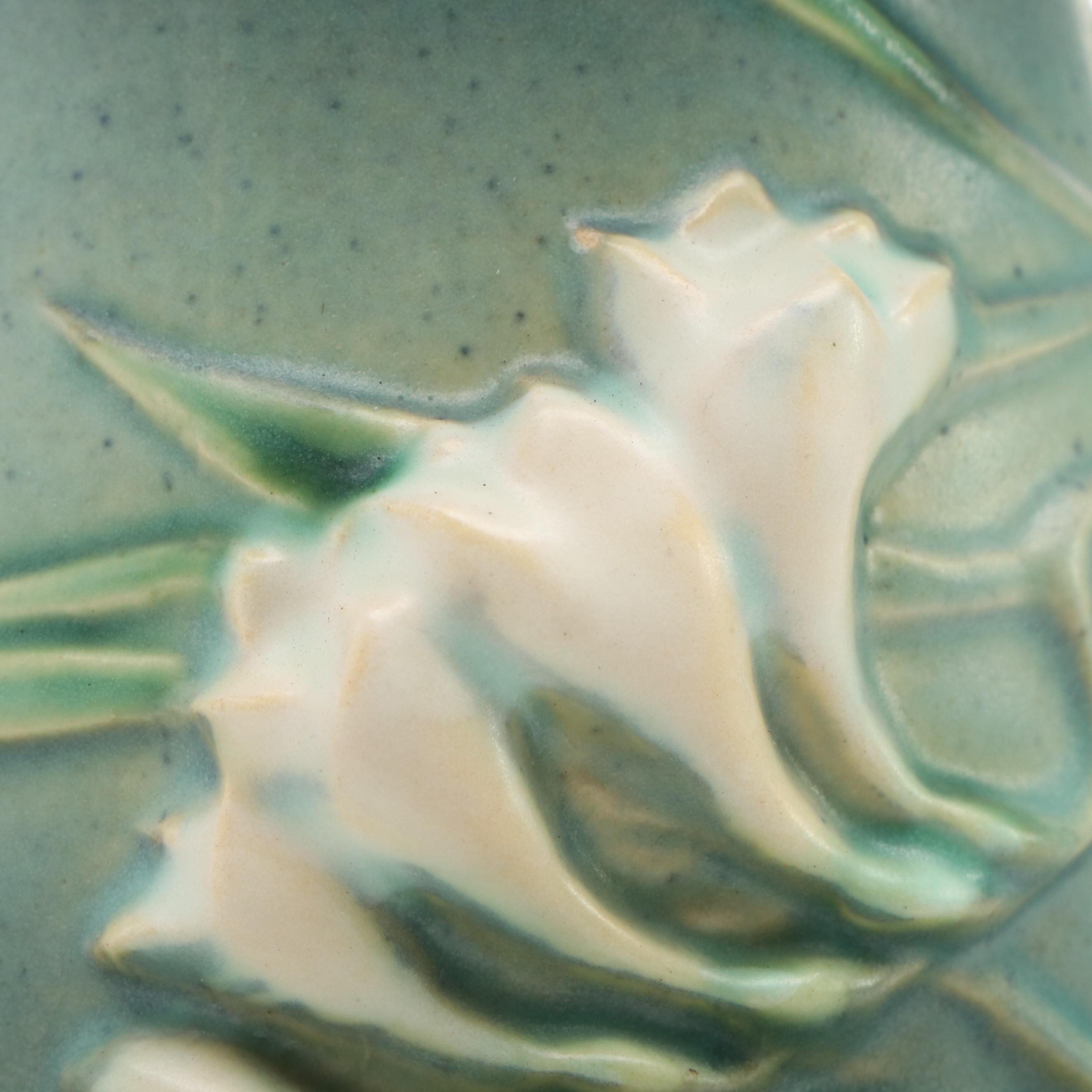 Roseville "Freesia Green" Ceramic Handled Vase, Mid-20th Century