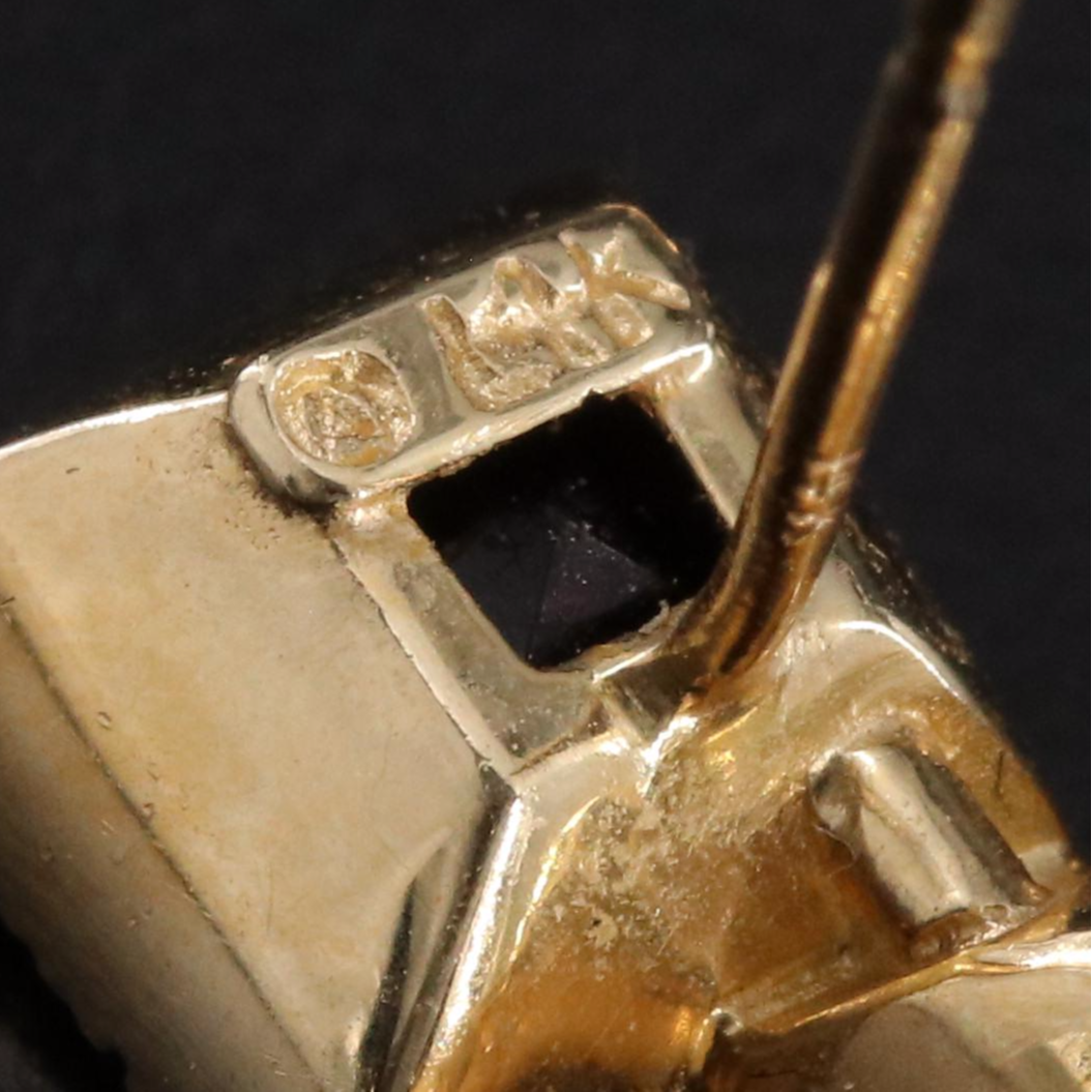 14K Amethyst, Citrine and Iolite Geometric Earrings