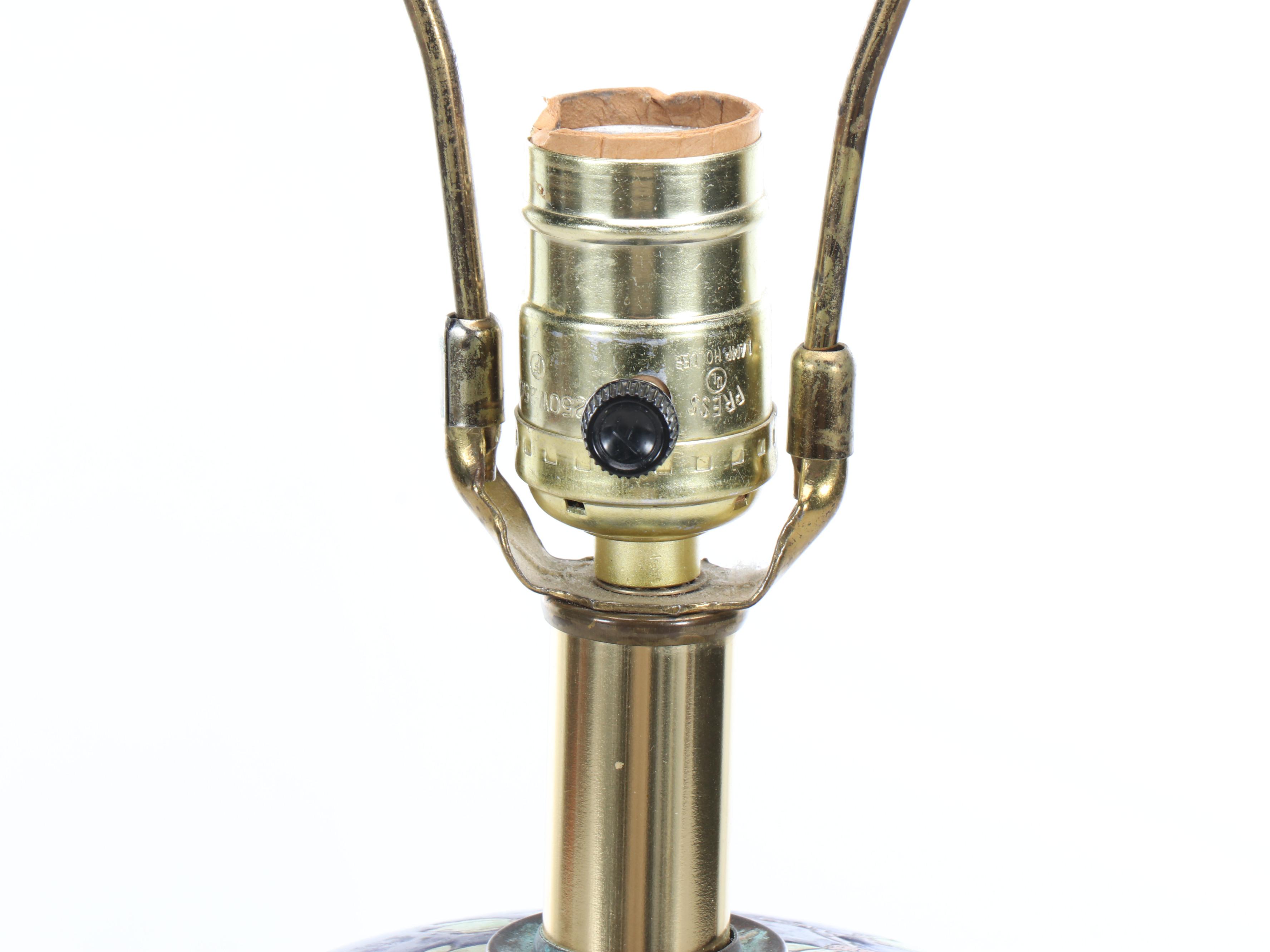 Chinese Famille Bleu Porcelain Melon Jar Table Lamp