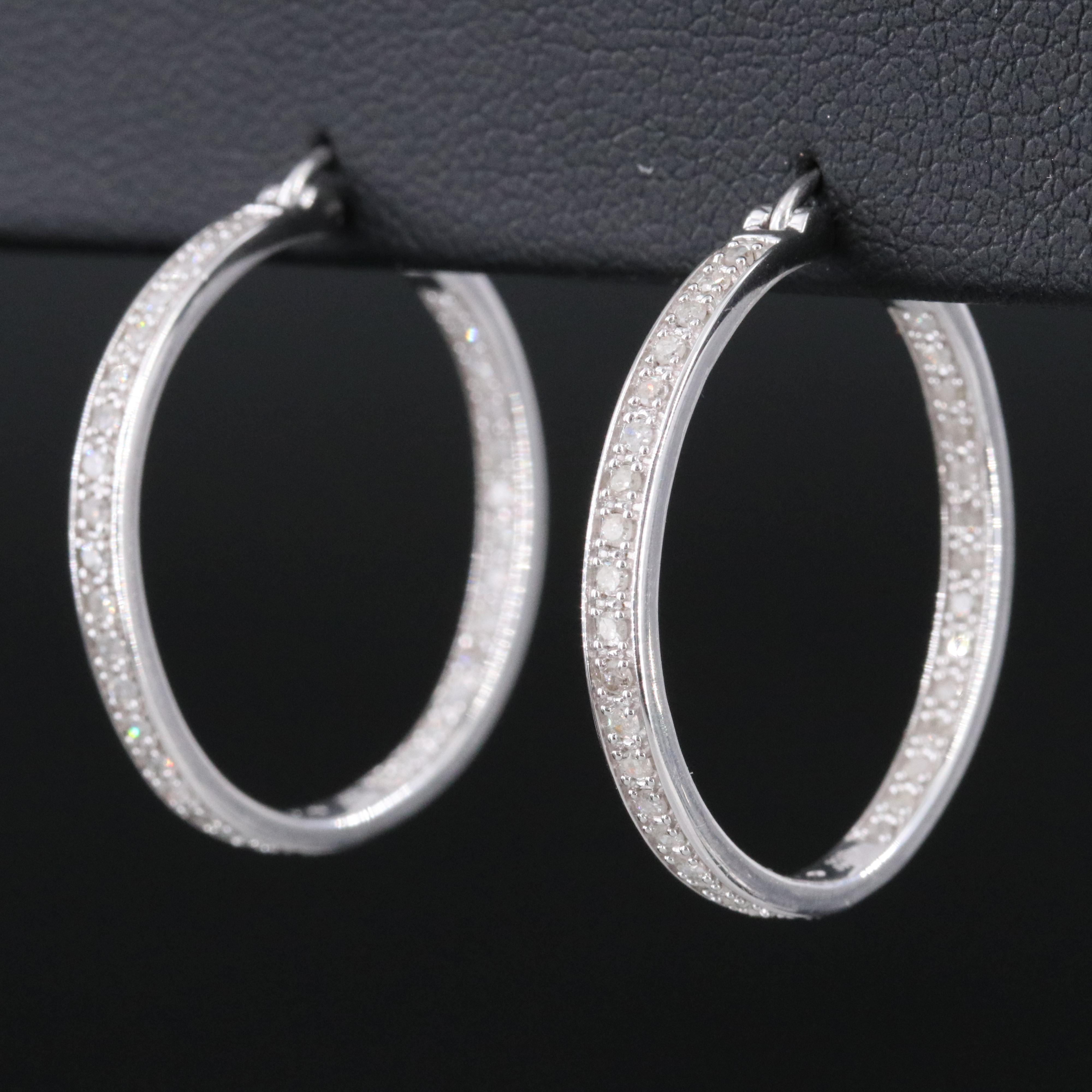 Sterling Diamond Inside-Out Hoop Earrings