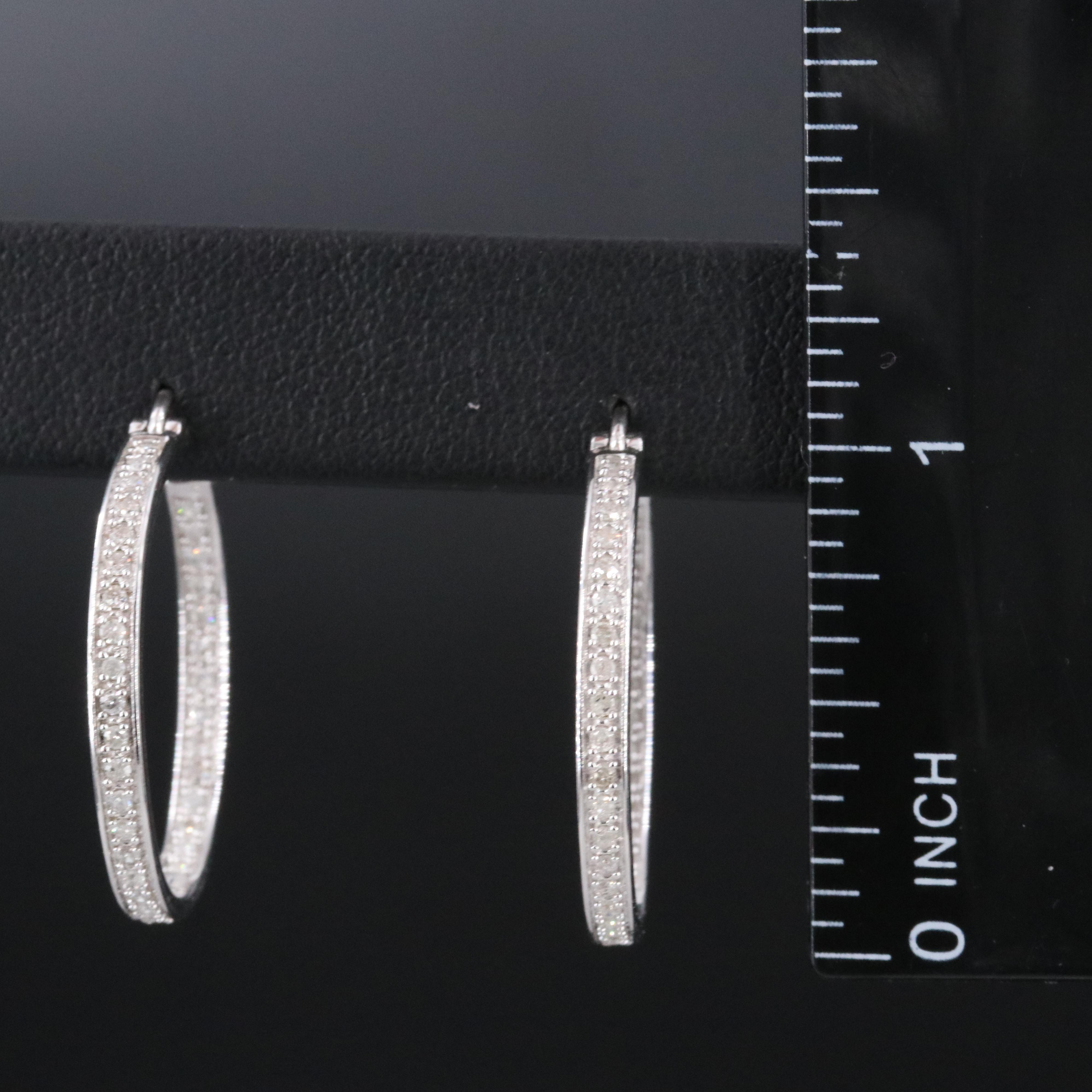 Sterling Diamond Inside-Out Hoop Earrings