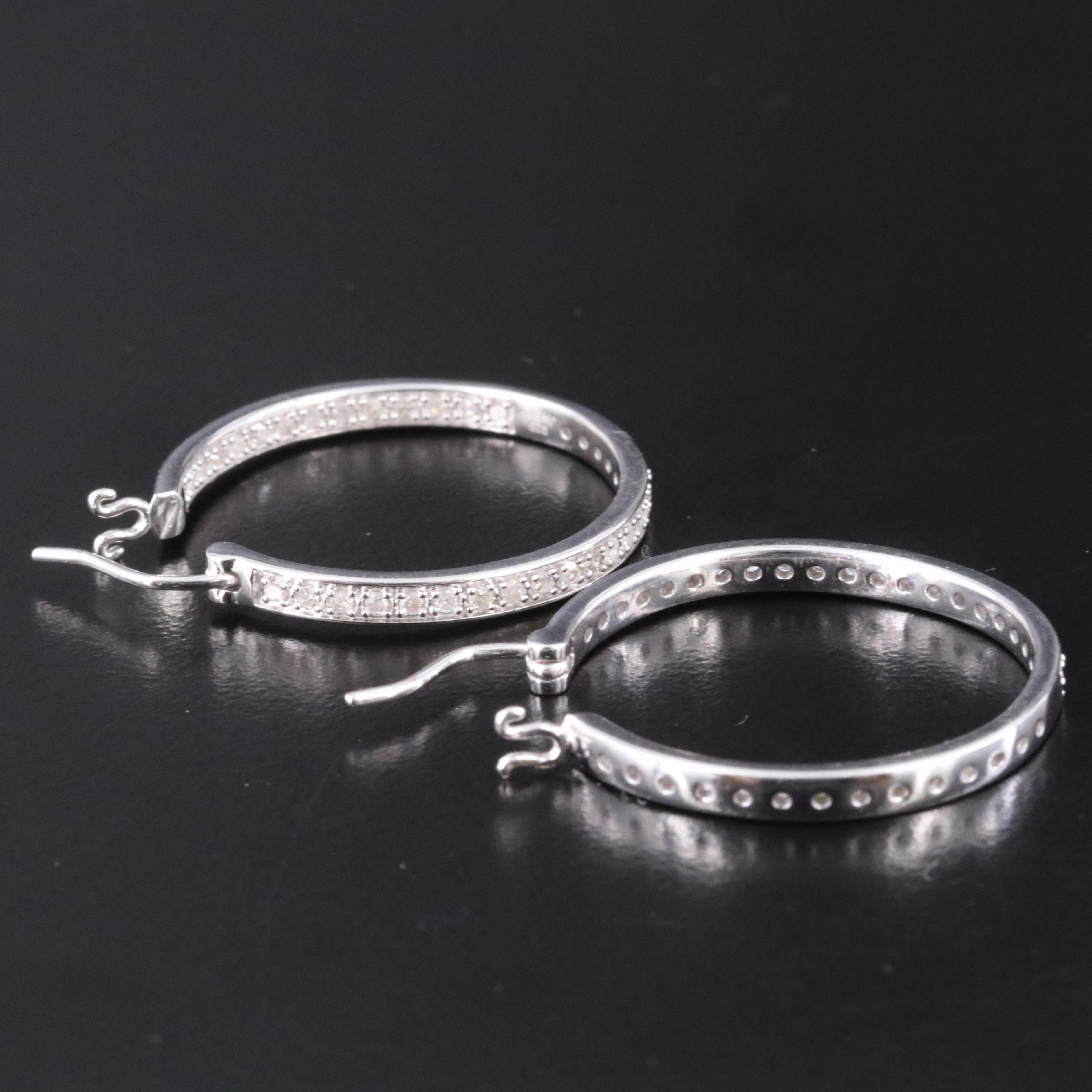 Sterling Diamond Inside-Out Hoop Earrings