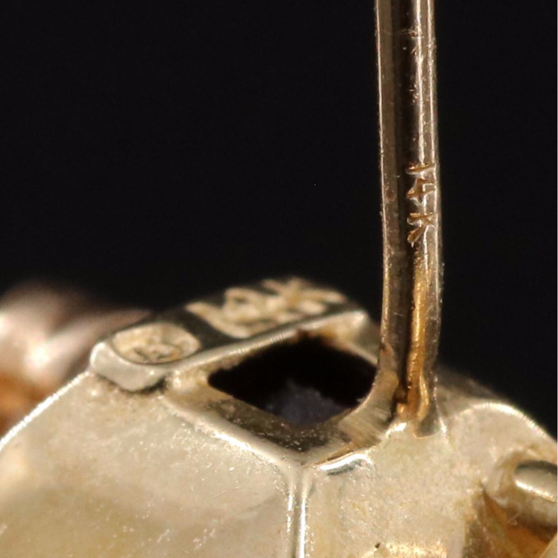 14K Amethyst, Citrine and Iolite Geometric Earrings