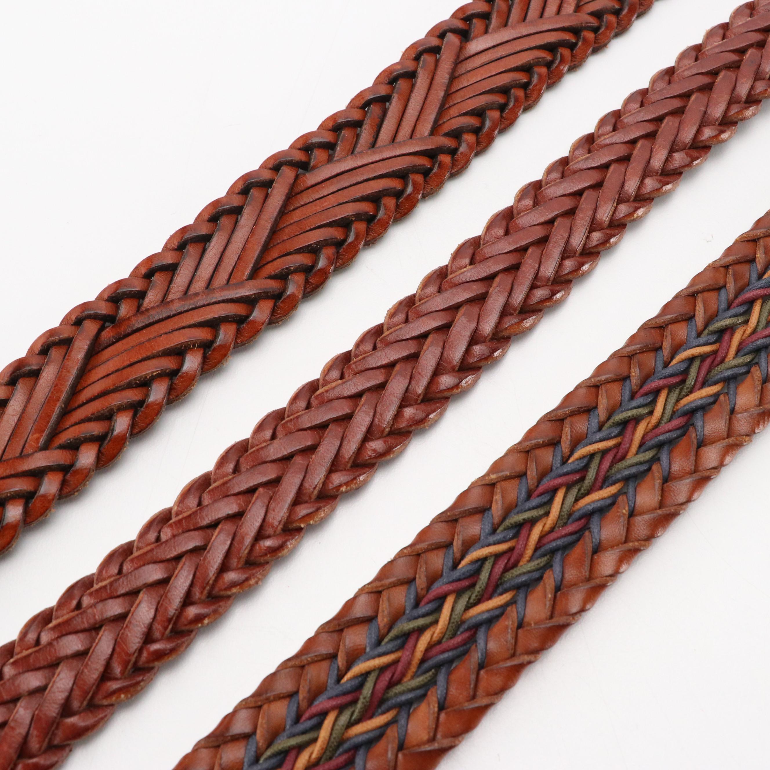 Assorted Brown Leather Belts Featuring Polo Ralph Lauren, Cole Haan, and More