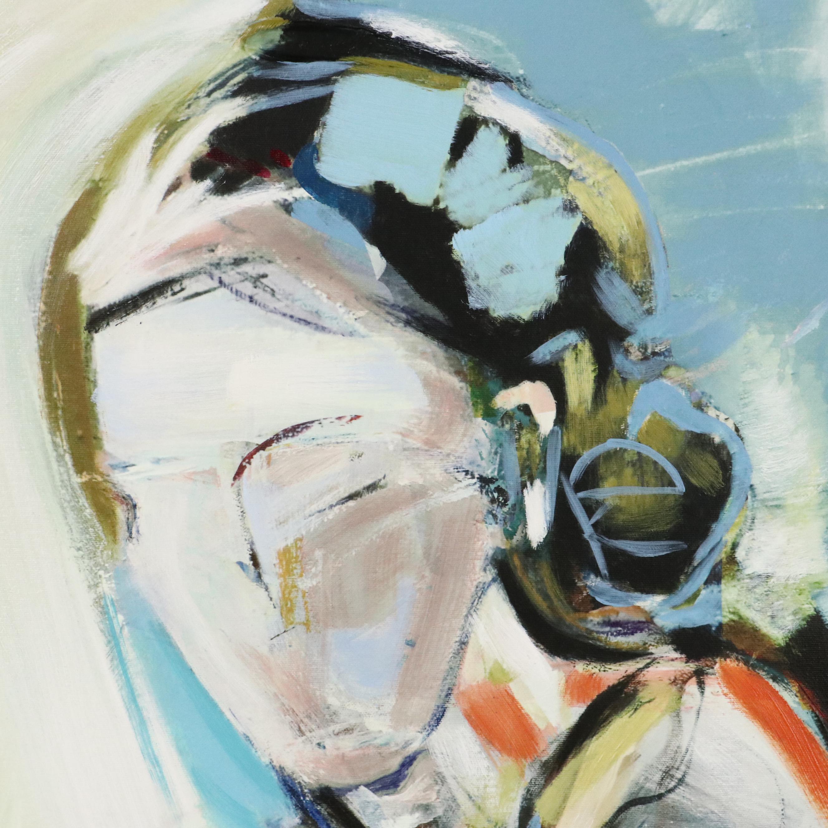 Expressionistic Style Oil Painting of Standing Figure, 21st Century