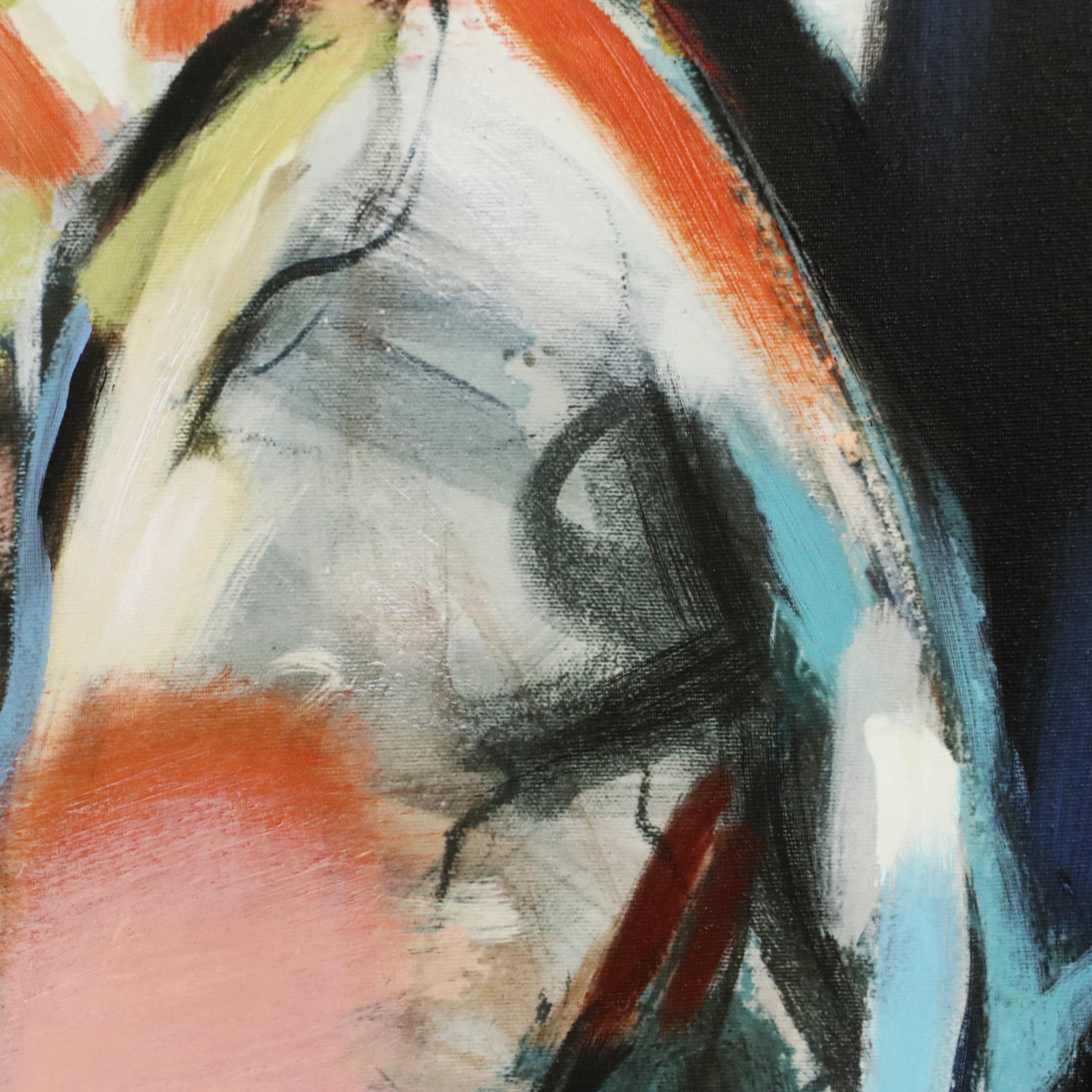 Expressionistic Style Oil Painting of Standing Figure, 21st Century