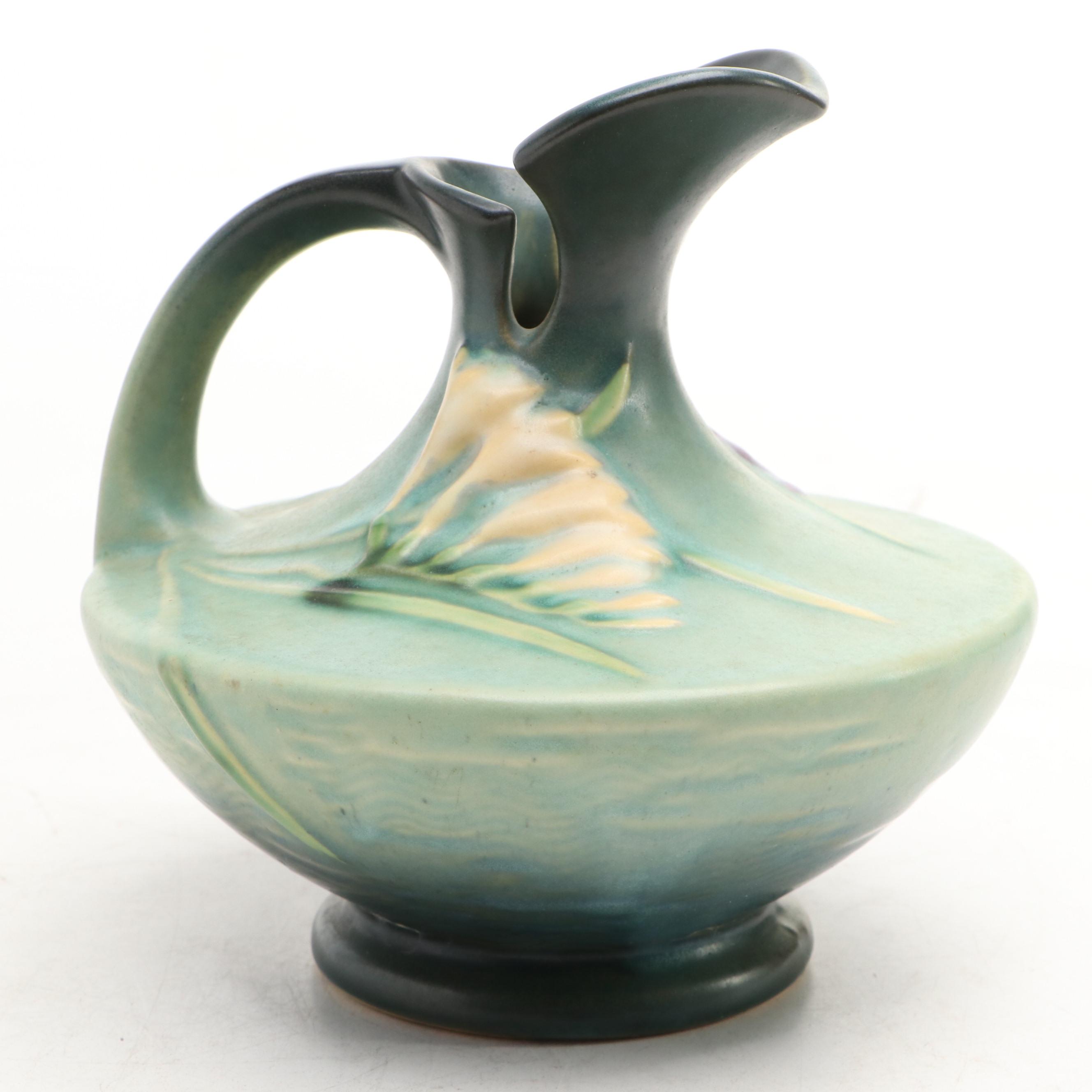Roseville Pottery "Freesia Green" Ewer,  Mid-20th Century