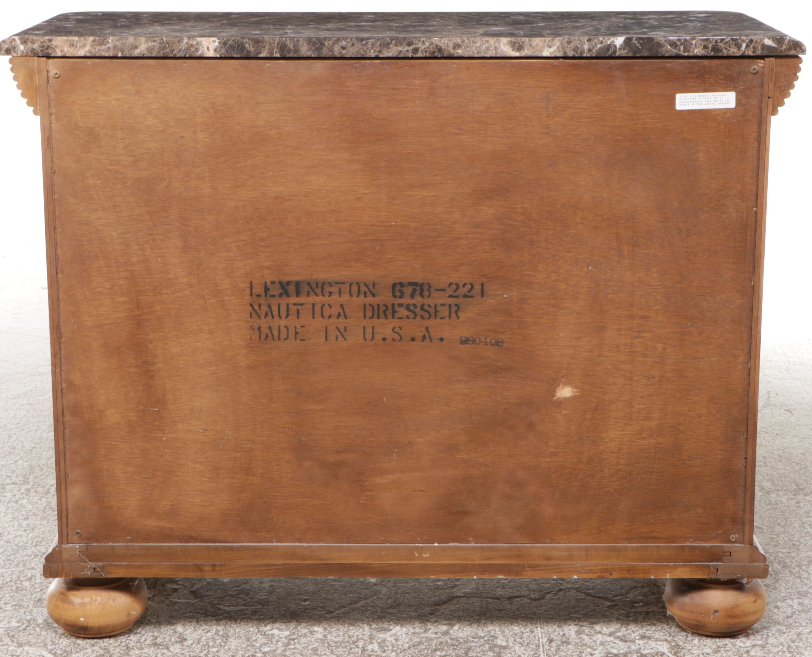 Lexington "Nautica" Marble Top Three-Drawer Commode, Late 20th Century