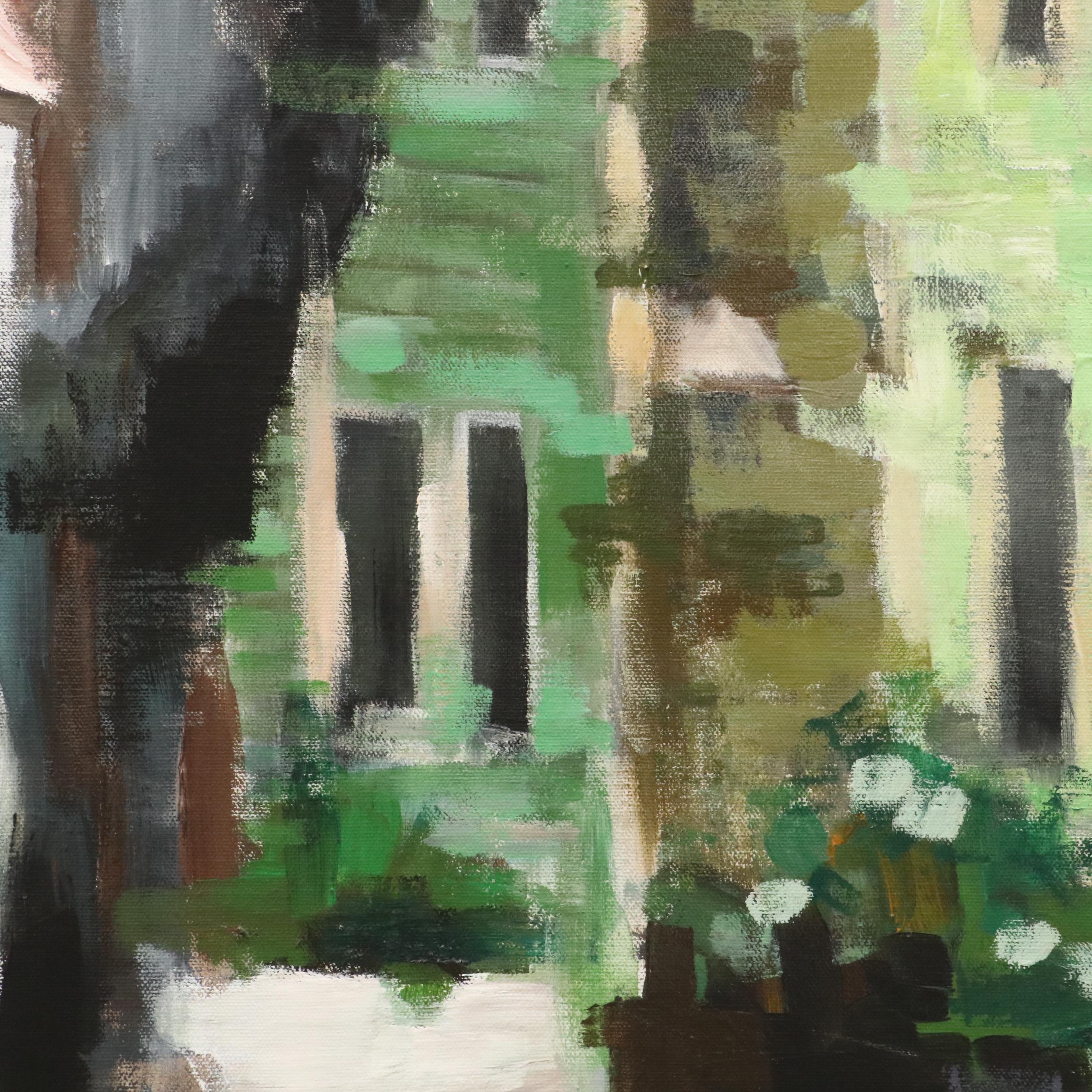 Modernist Oil Painting of Street Scene, Late 20th Century