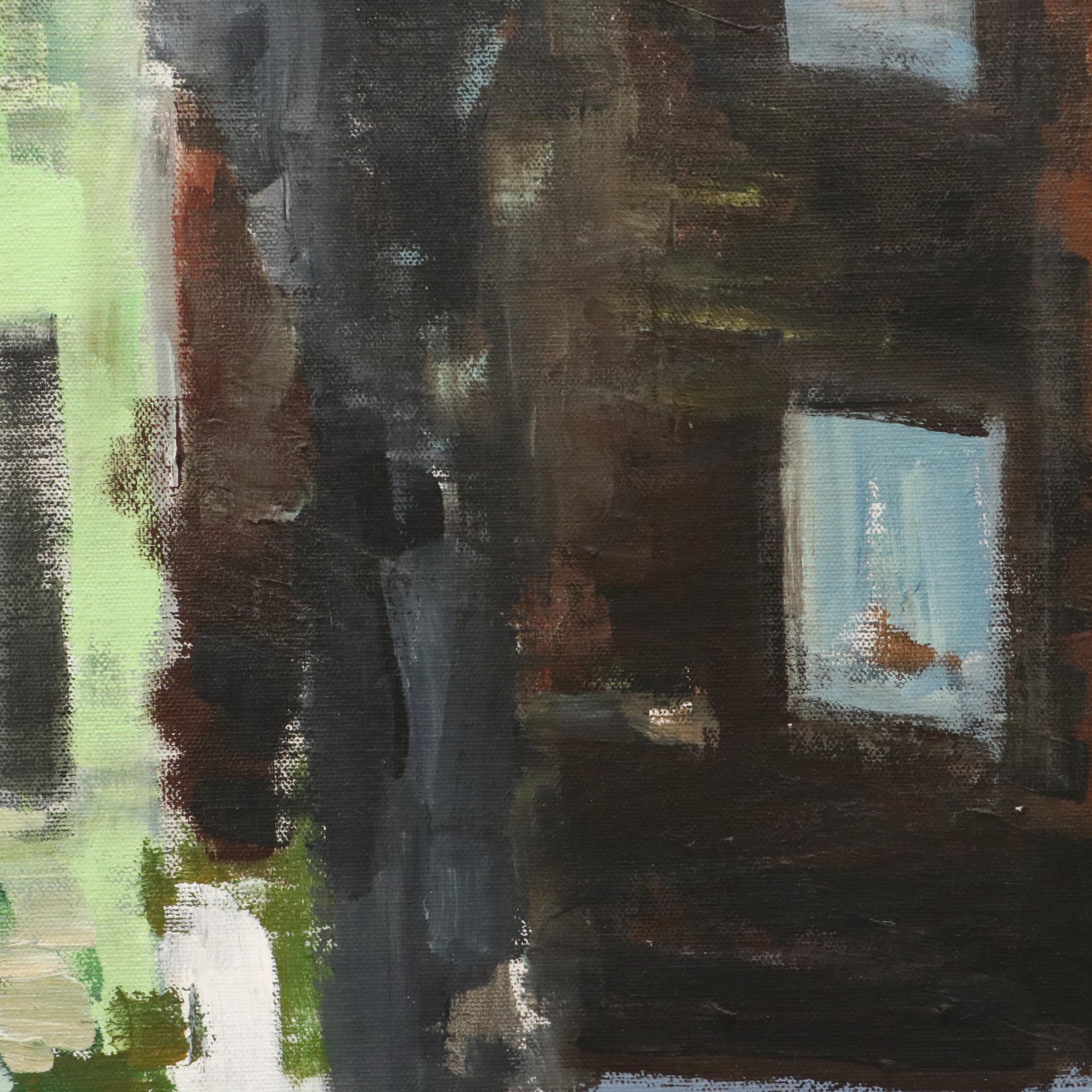 Modernist Oil Painting of Street Scene, Late 20th Century