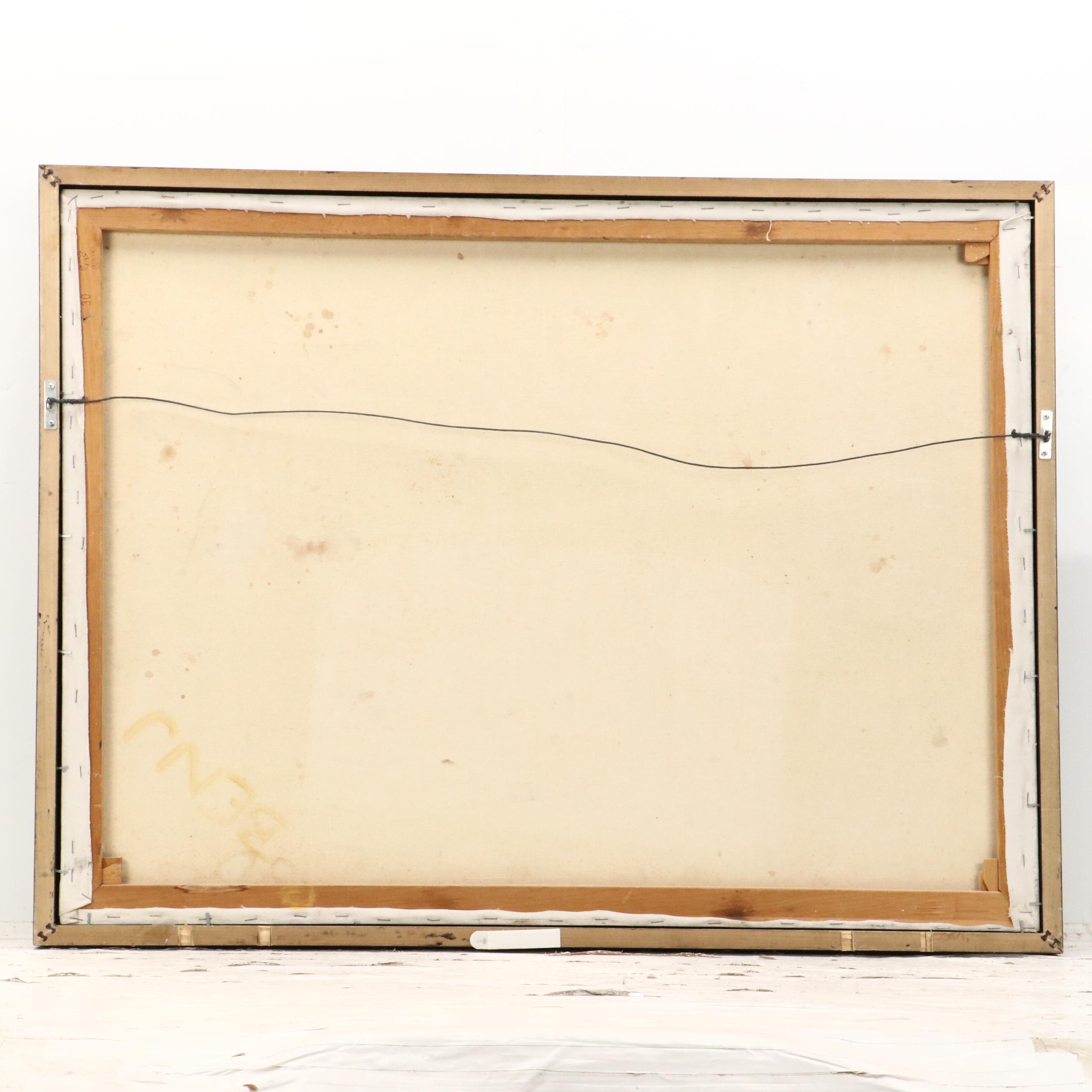 Modernist Oil Painting of Street Scene, Late 20th Century