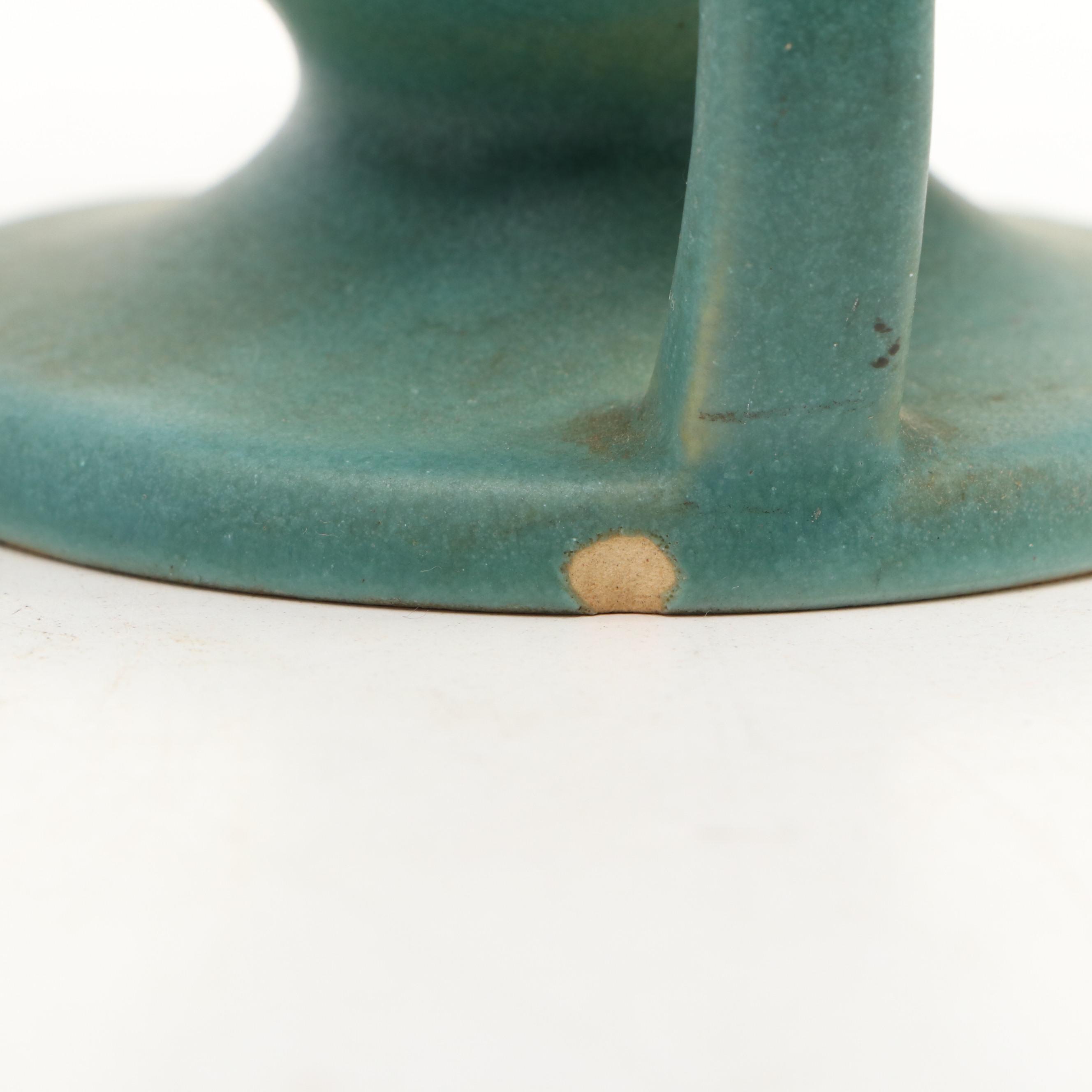 Roseville "Bleeding Heart Green" Art Pottery Vase Pair, Mid-20th Century