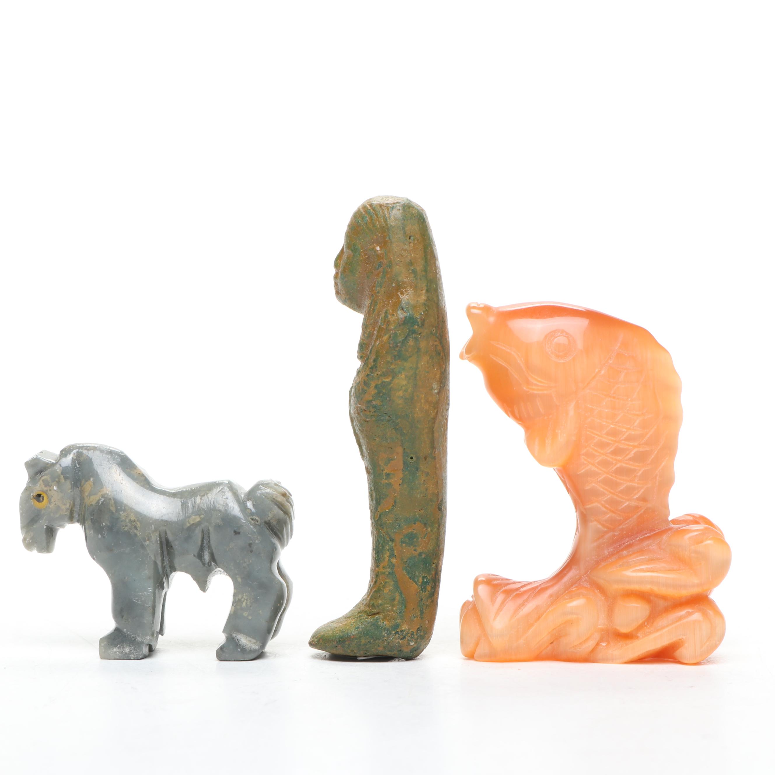 OzAboriginal Wood Decorative Box with Other Agate, Stone, and Wood Figures