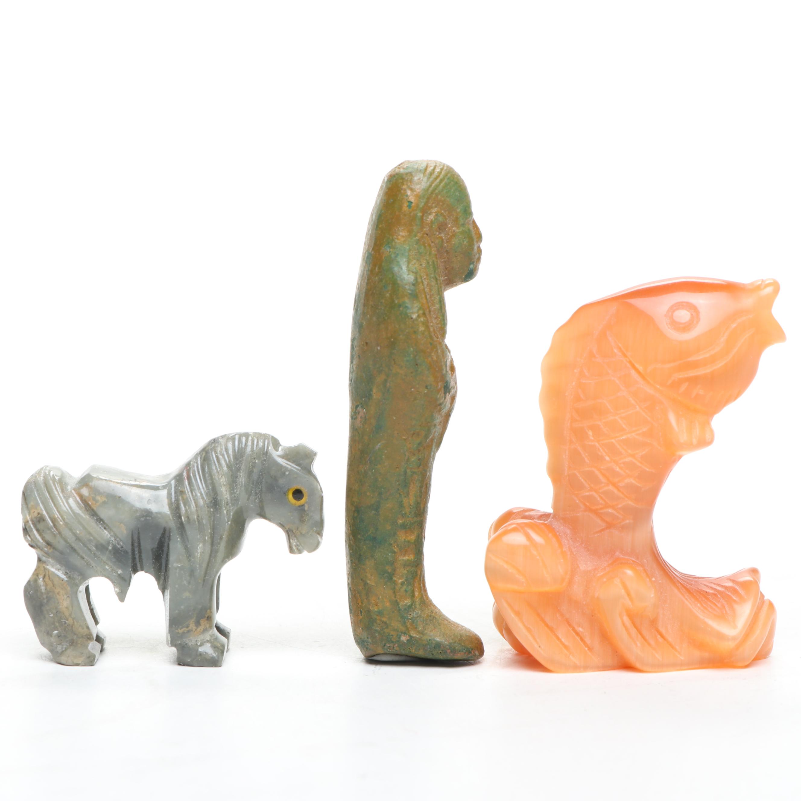 OzAboriginal Wood Decorative Box with Other Agate, Stone, and Wood Figures