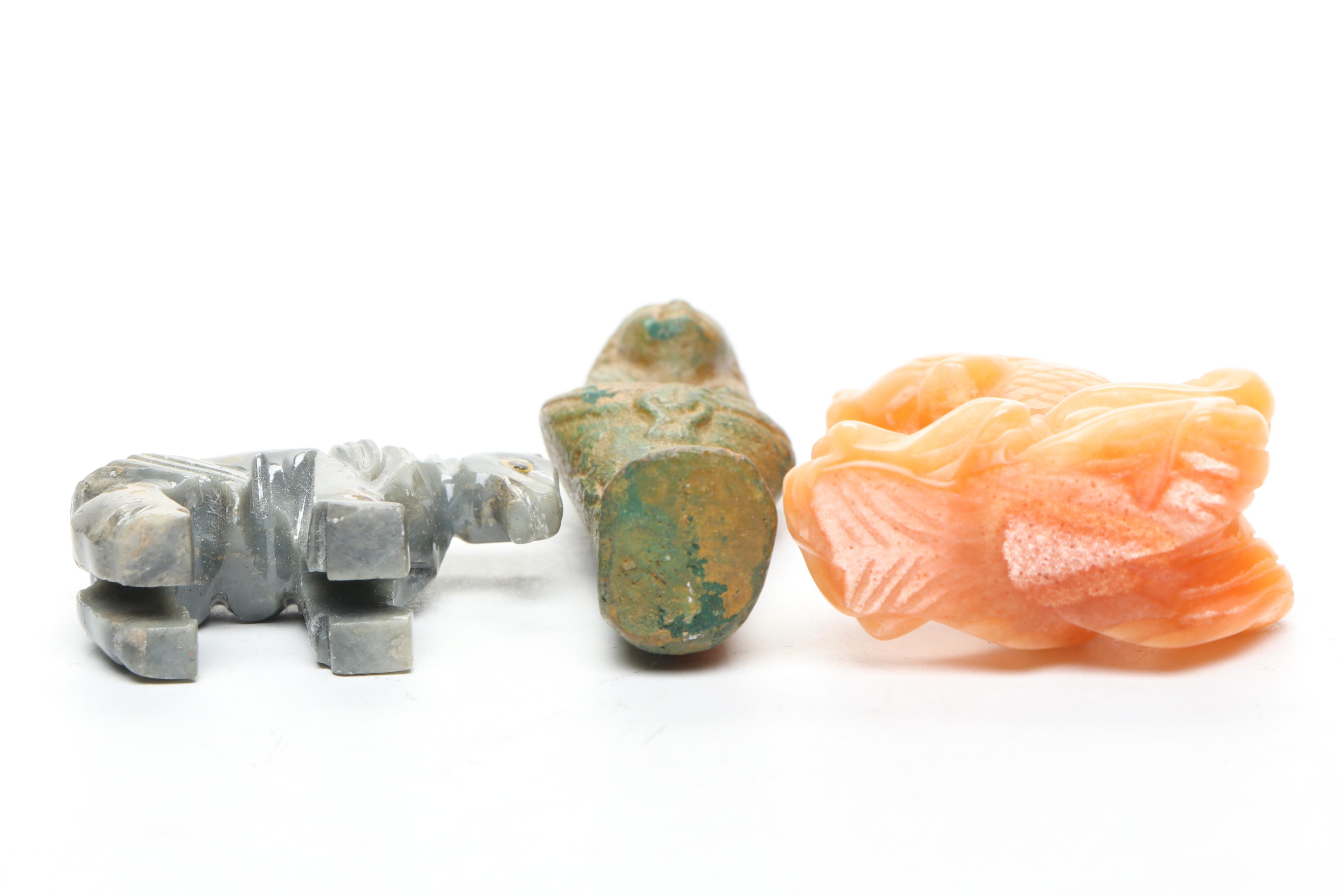 OzAboriginal Wood Decorative Box with Other Agate, Stone, and Wood Figures