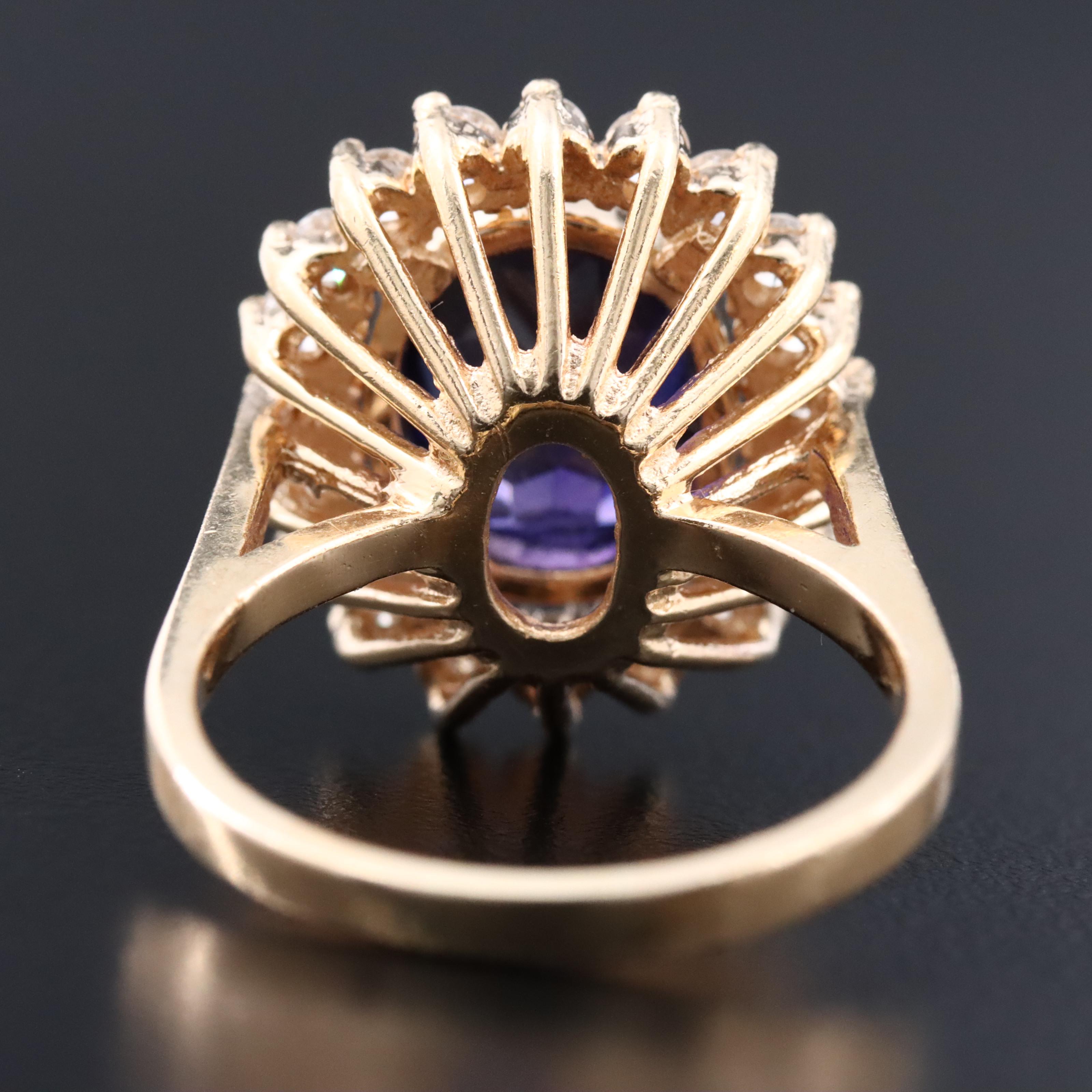 14K Lab Grown Color Change Sapphire and Diamond Ring